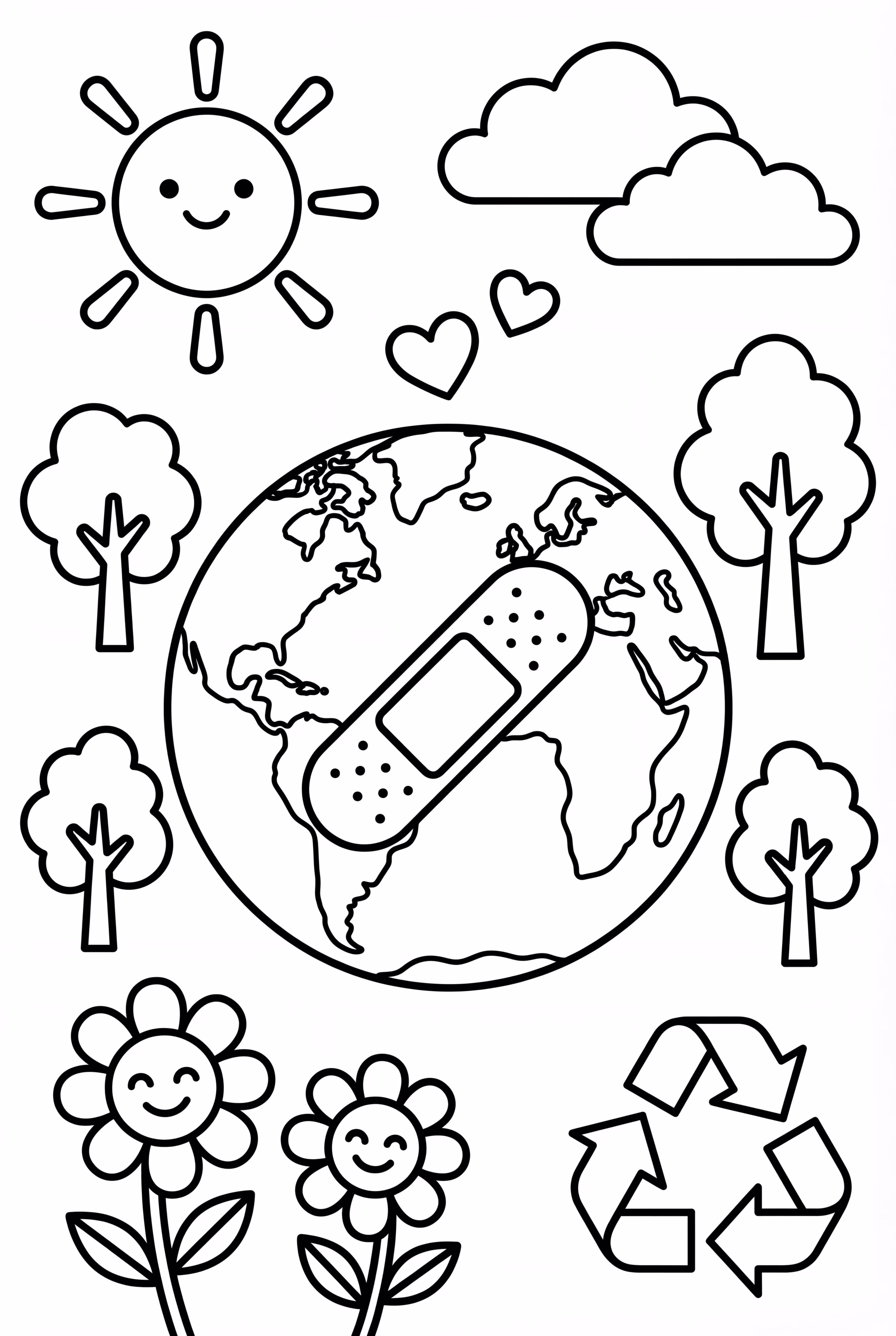 Earth Day Earth With Band-Aid Healing