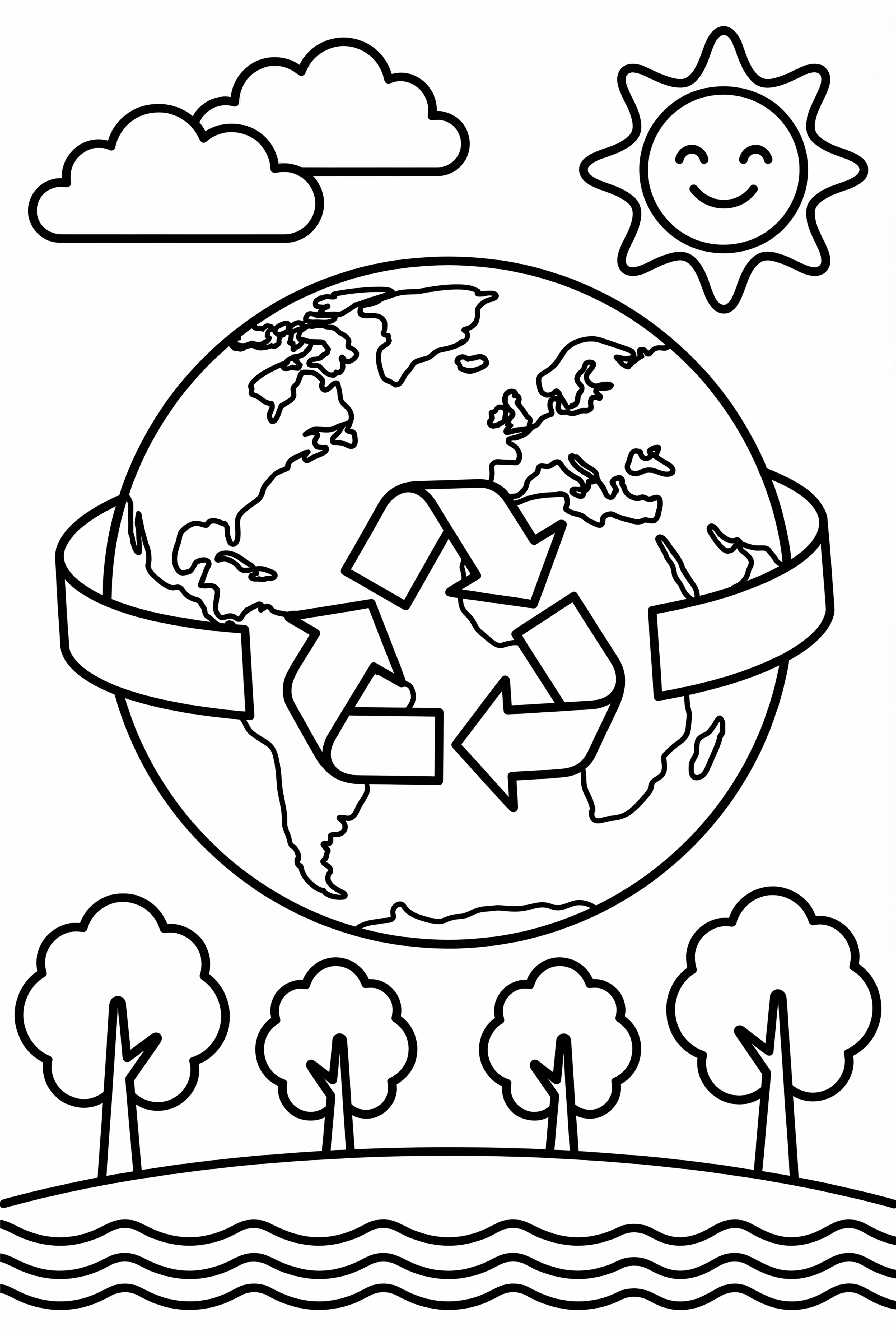 Earth Day Globe With Recycling Symbols