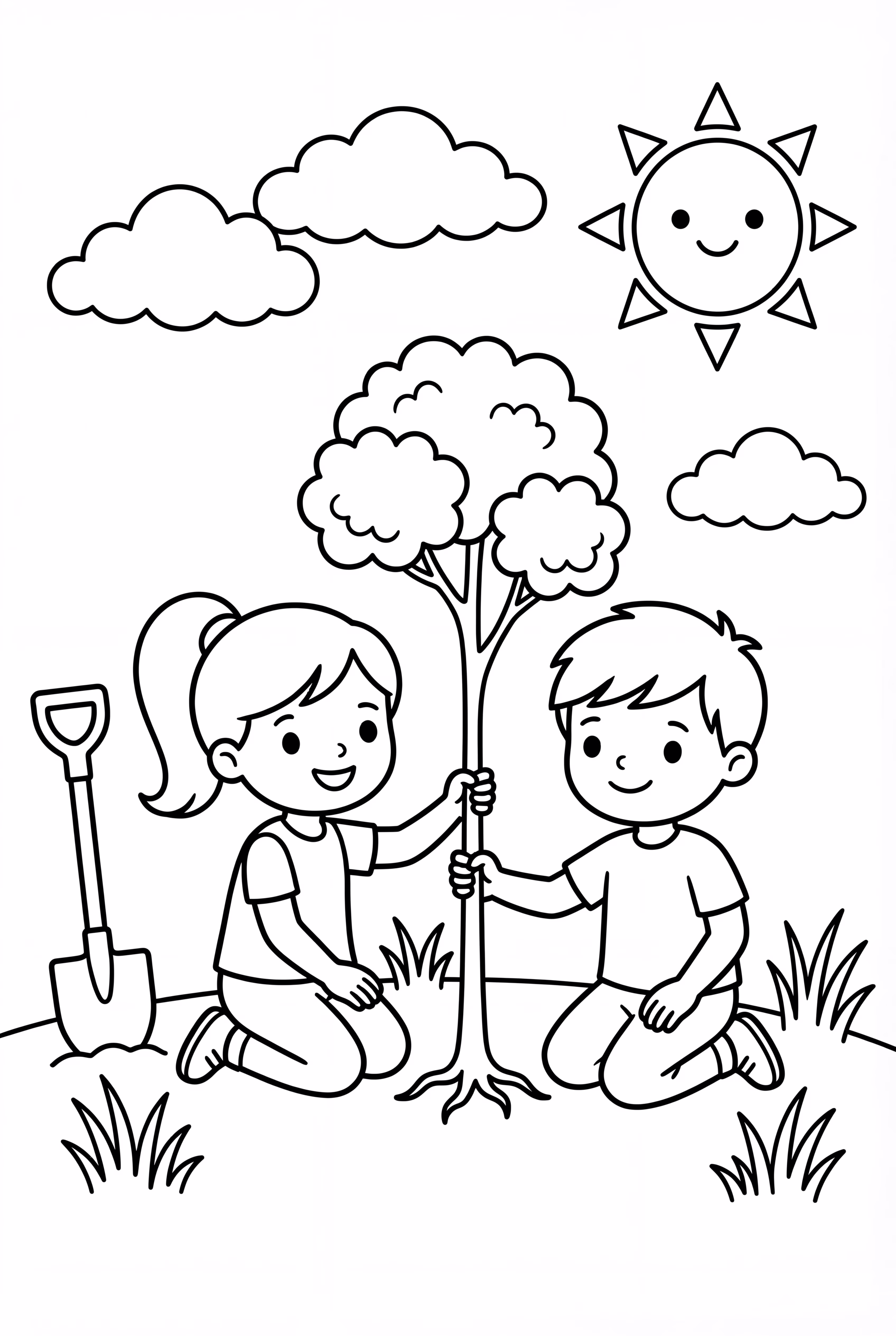 Tag der Erde Kinder pflanzen einen Baum