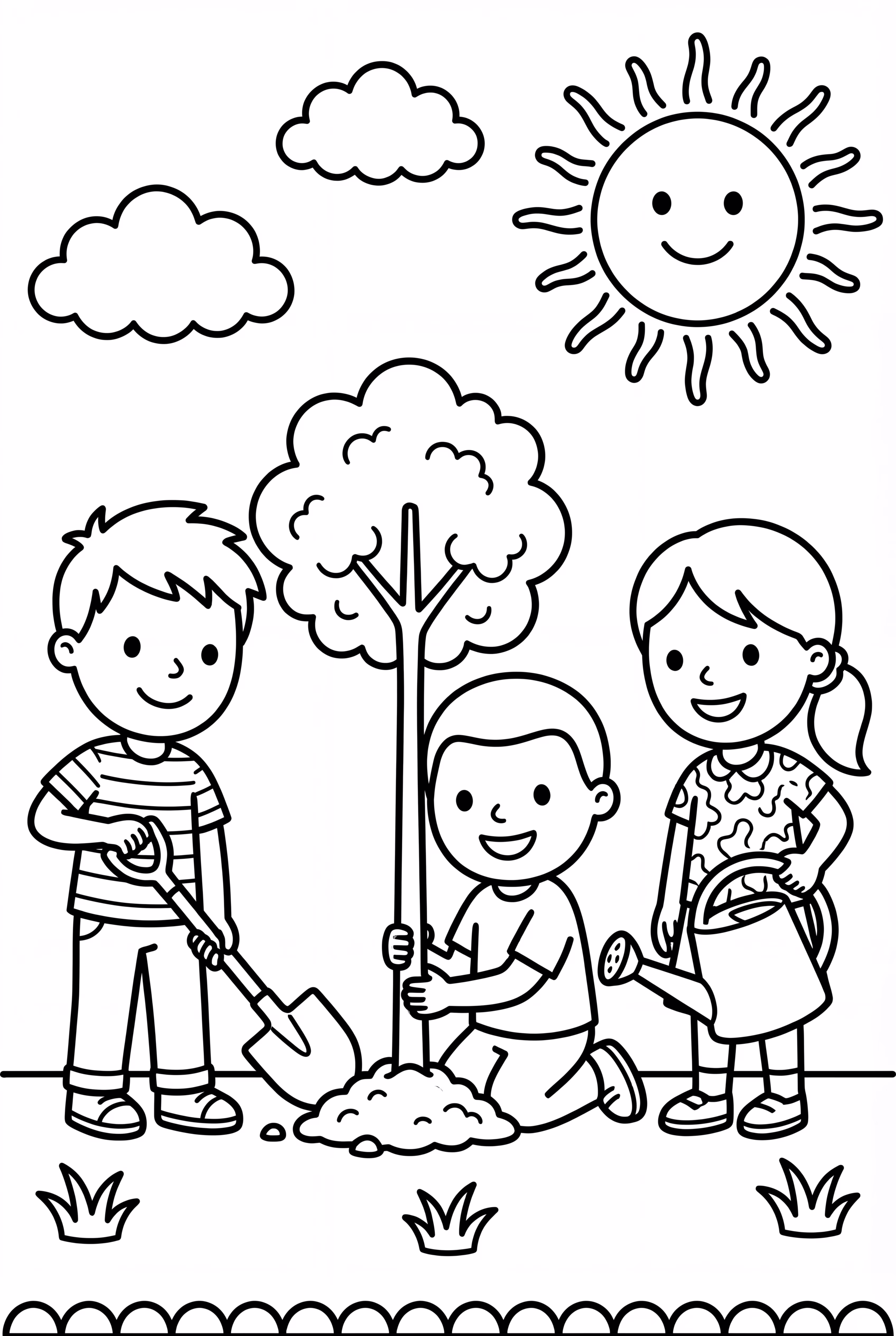 Earth Day Kids Planting A Tree