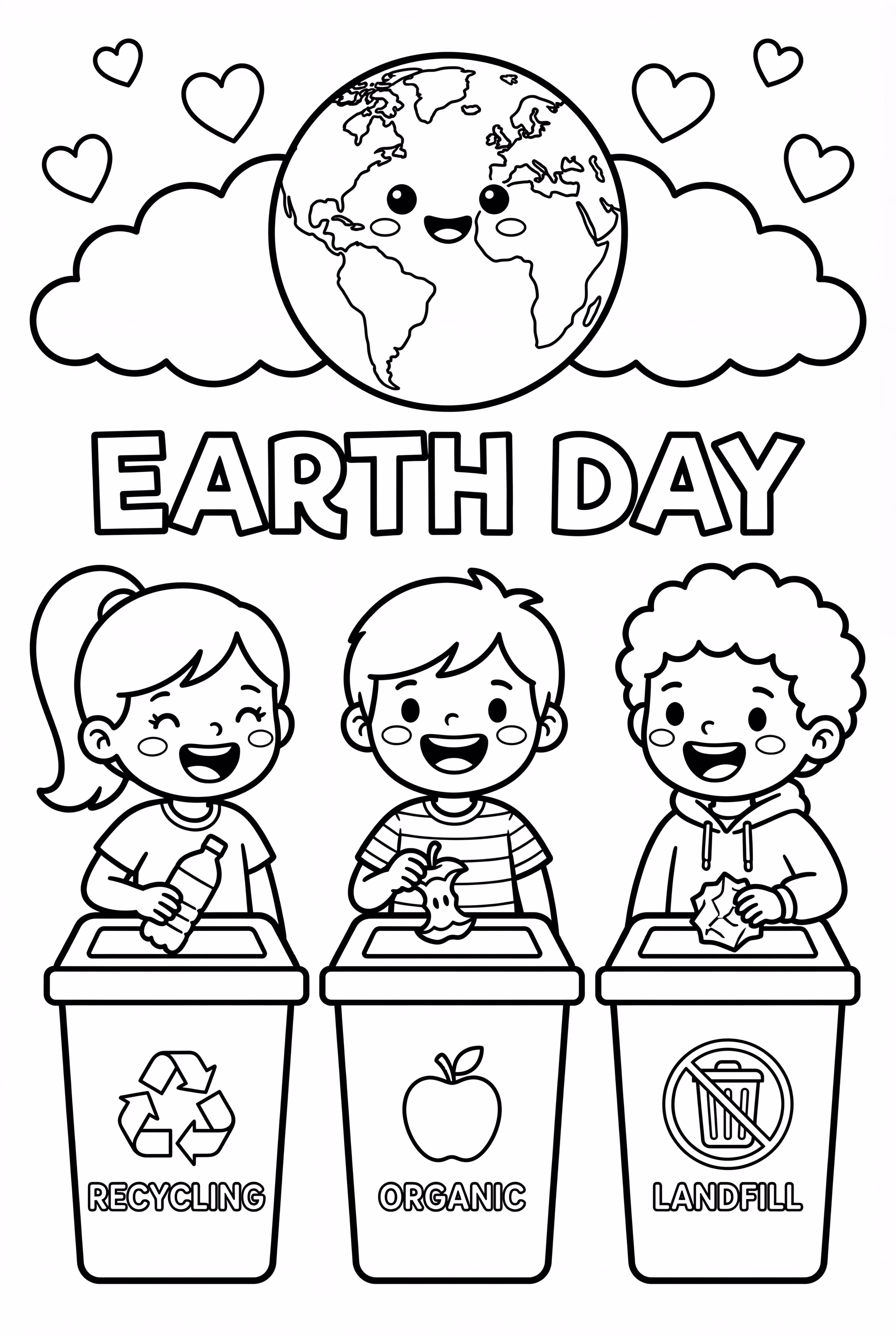 Earth Day Kids Sorting Trash