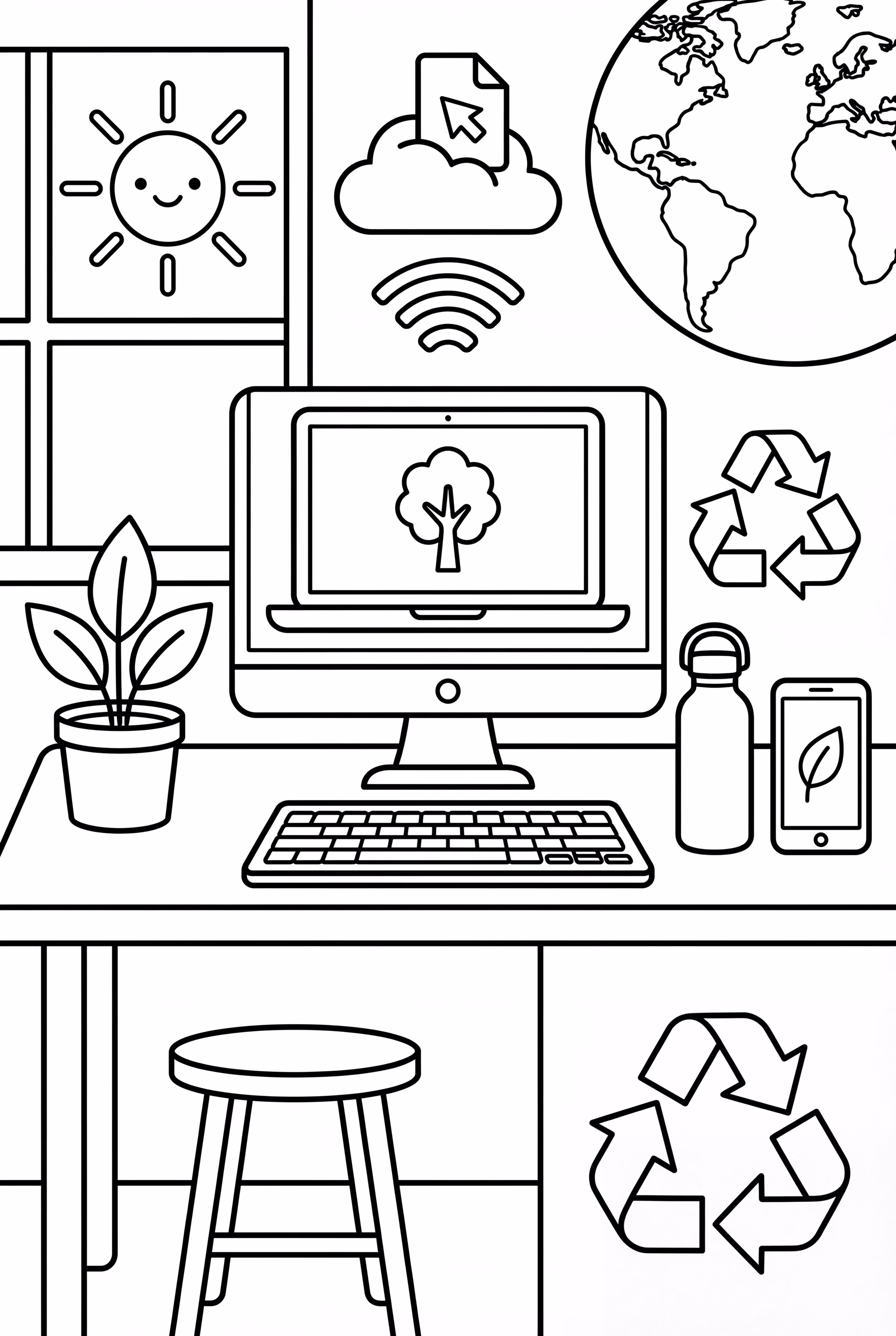 世界地球日無紙辦公概念