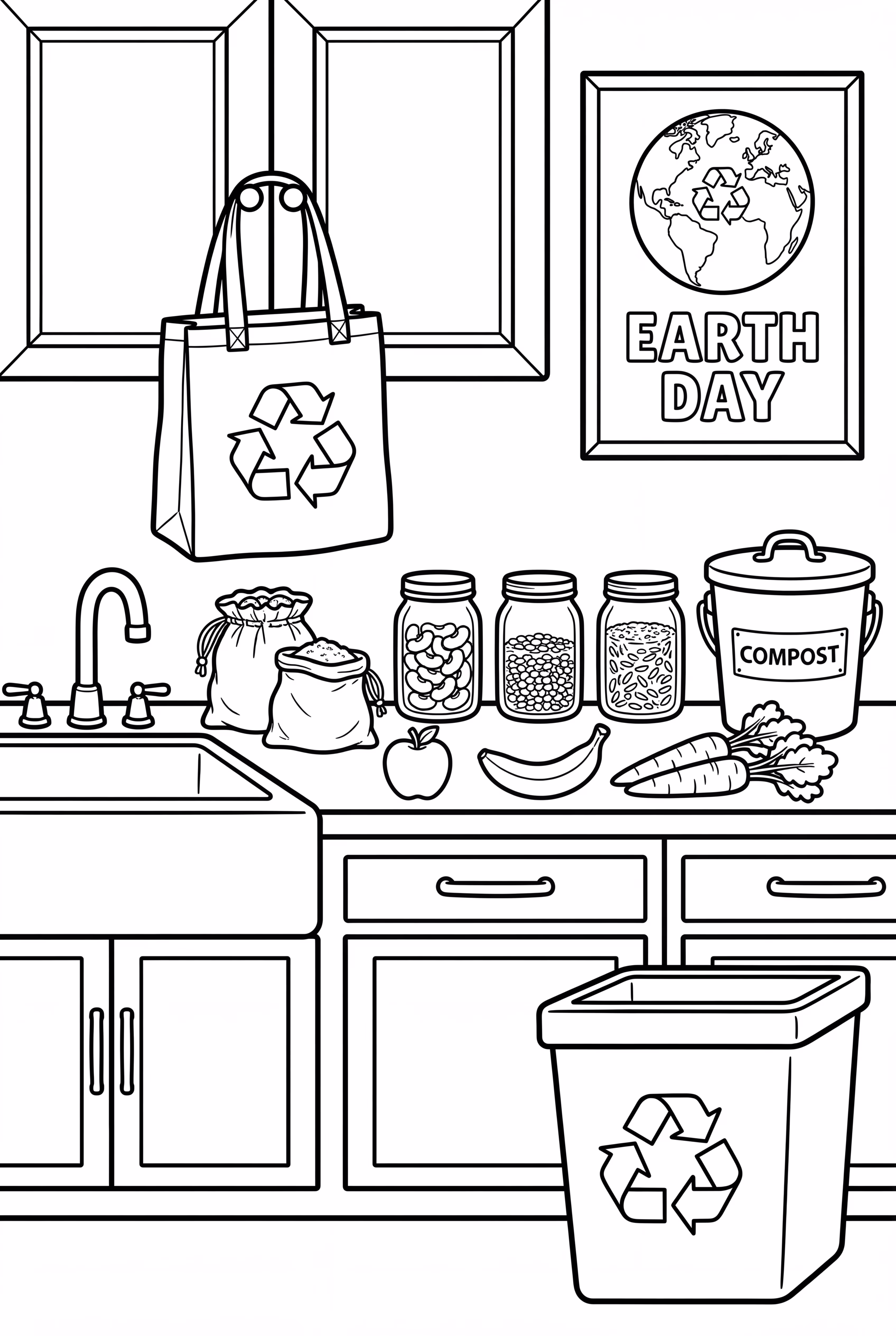 Earth Day Zero-Waste Kitchen Scene