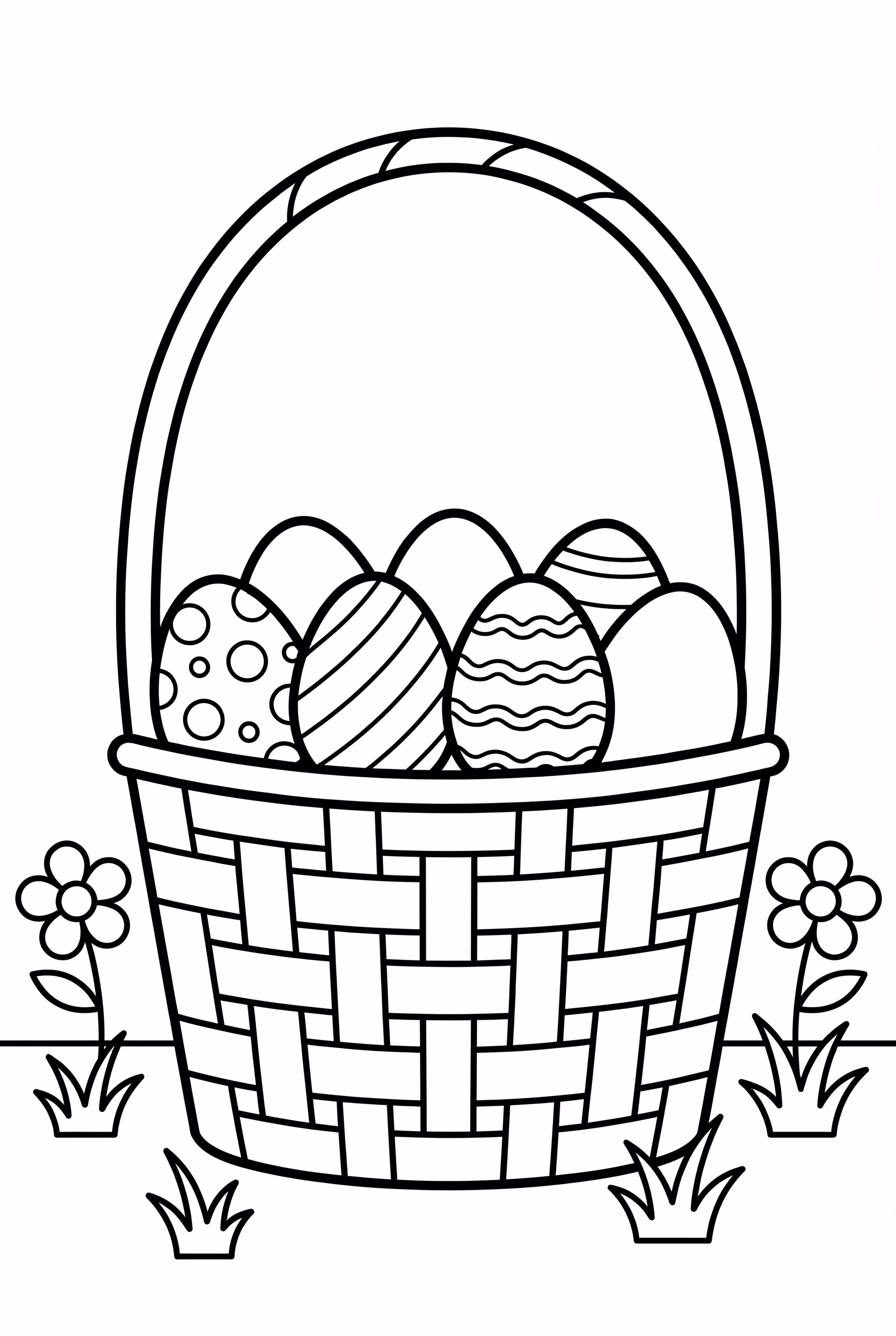 Easter Basket Full Of Decorated Eggs