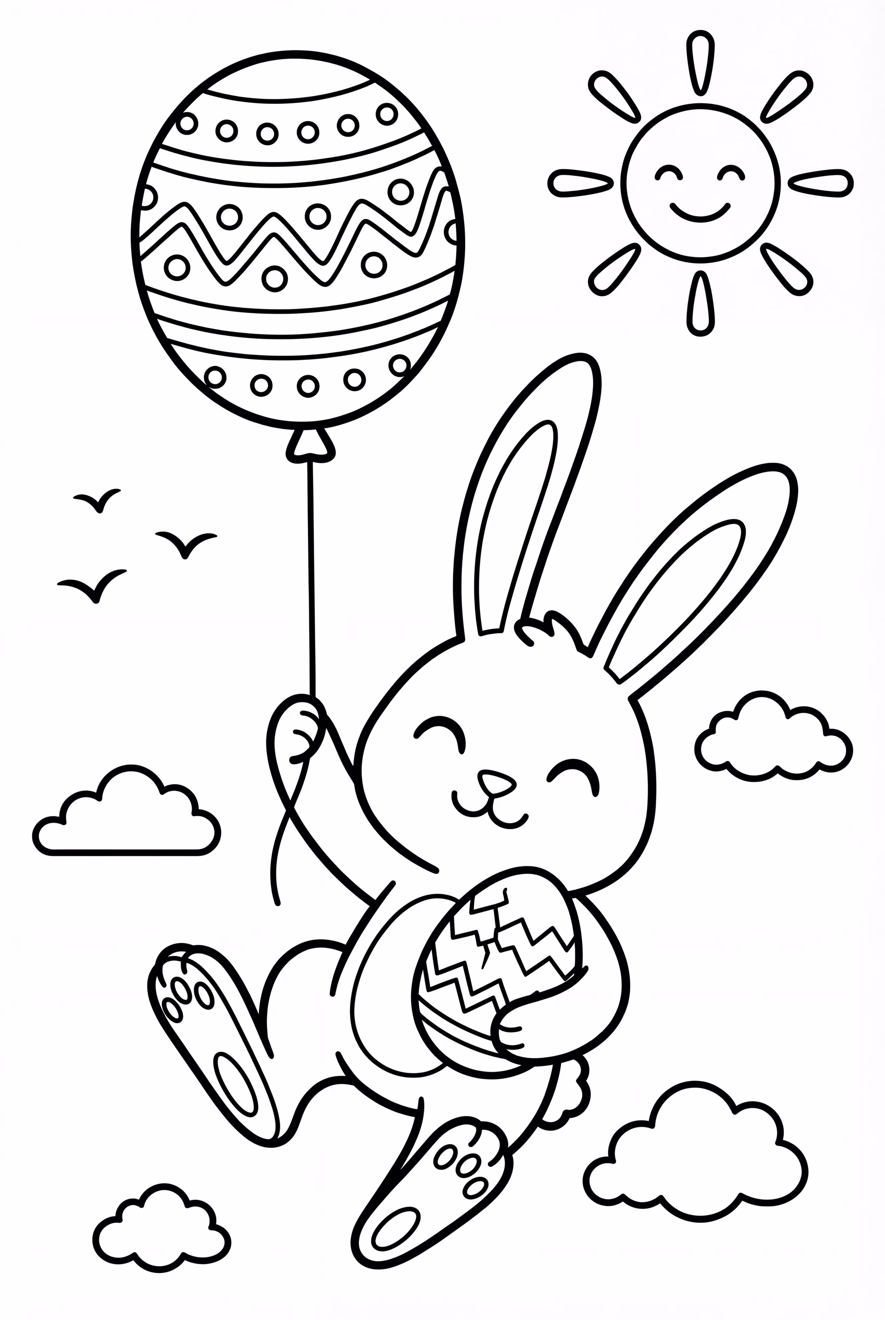 Easter Bunny Flying With A Balloon