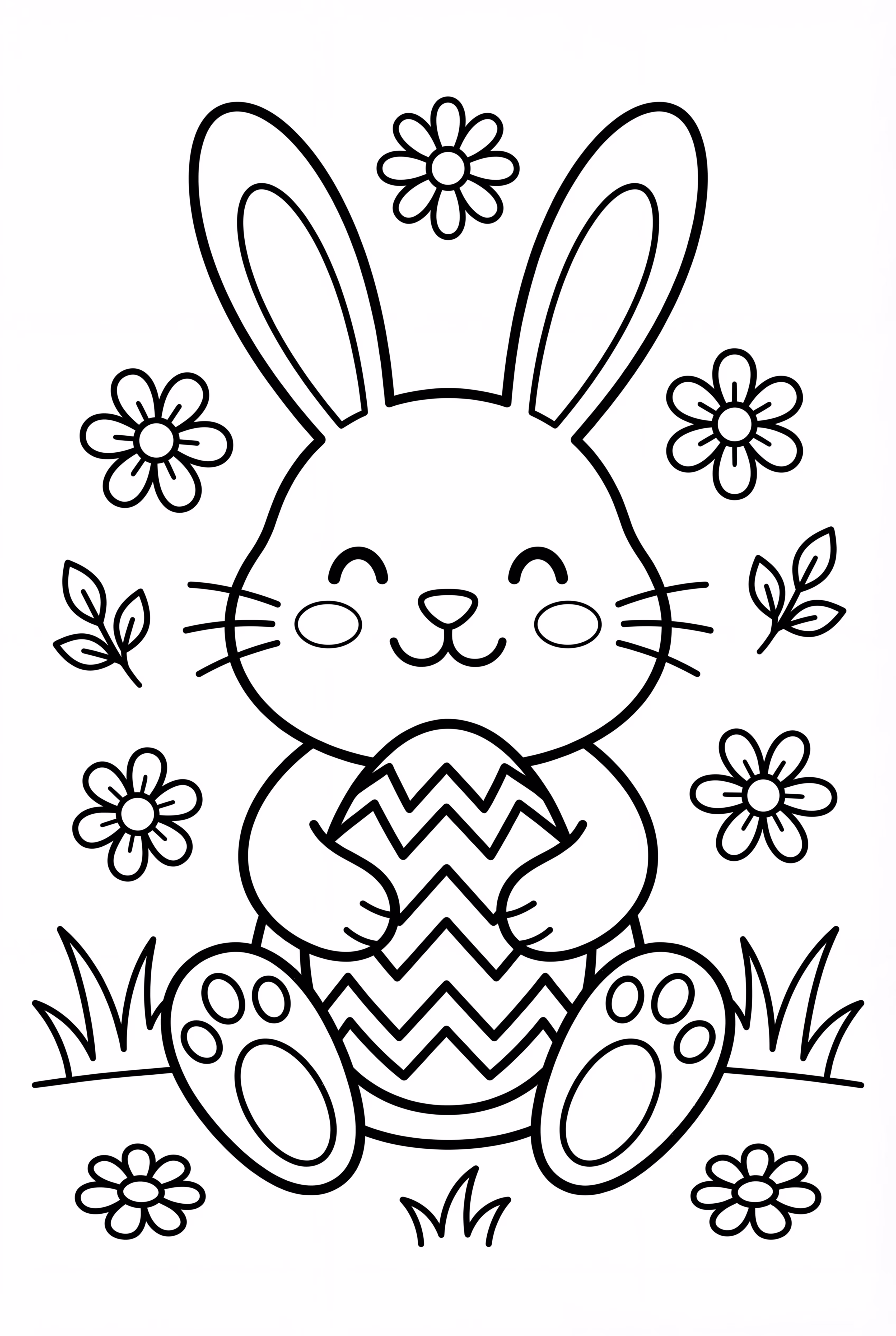 Easter Bunny In A Flower Garden
