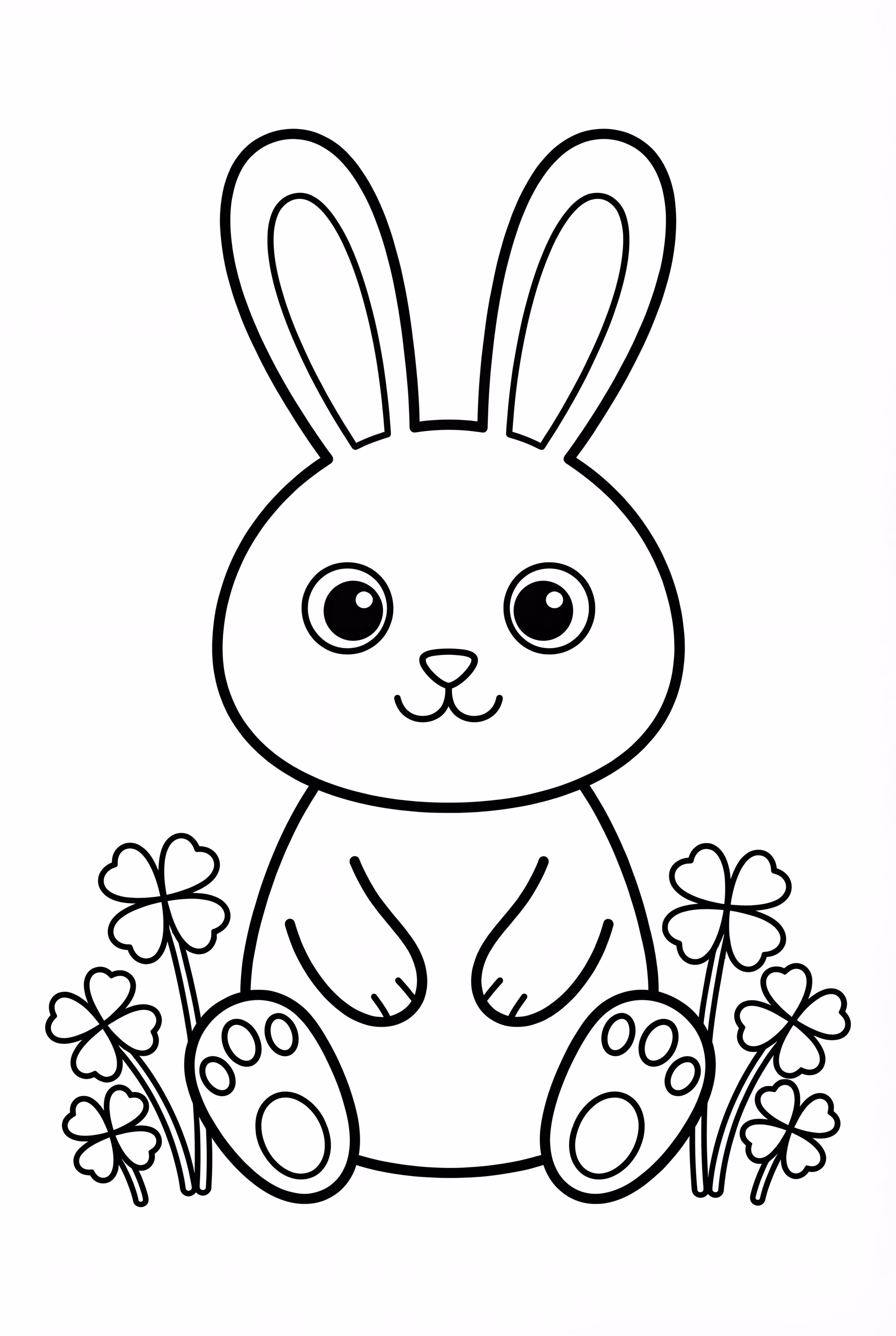 三つ葉のクローバーの中のイースターラビット