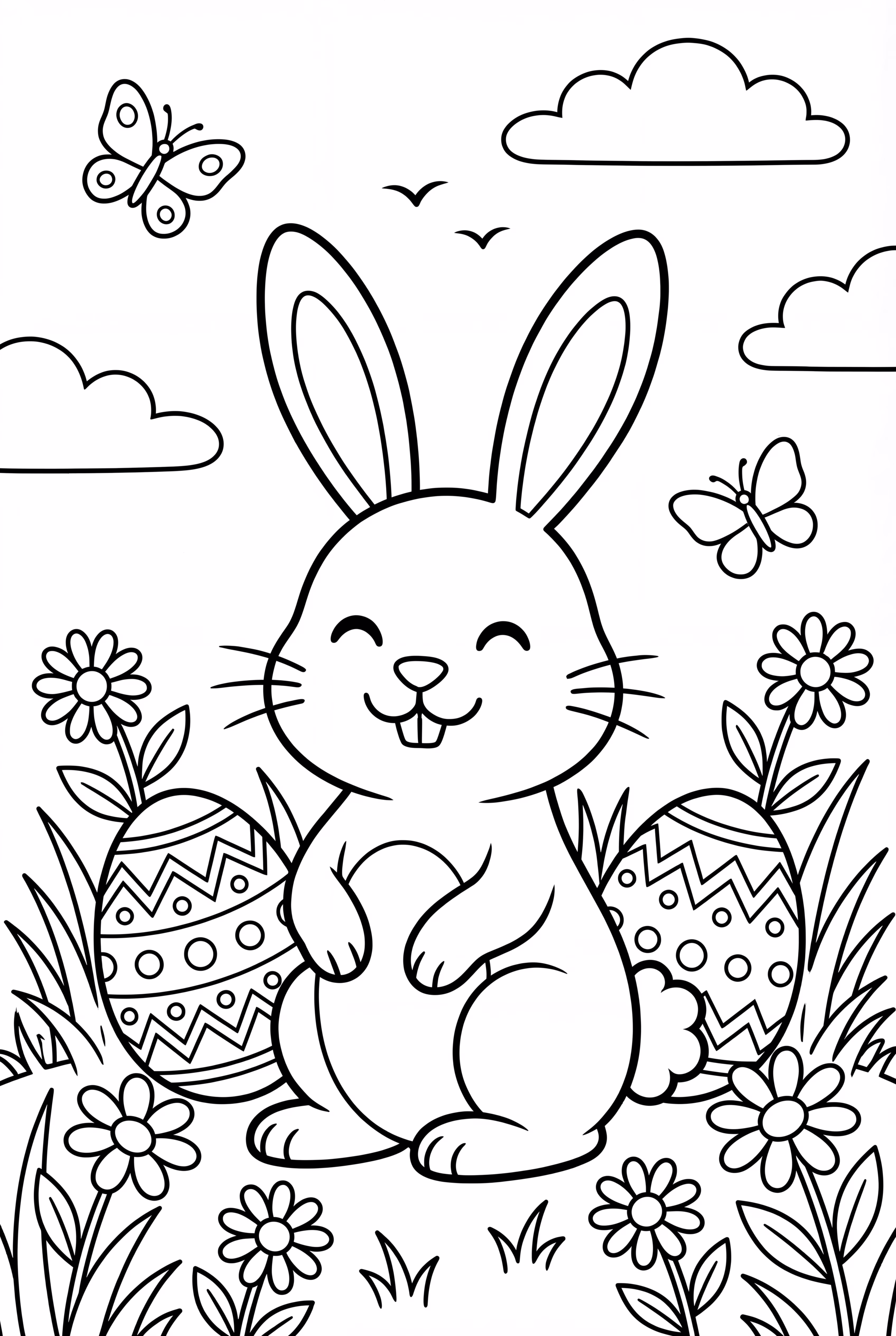 Easter Bunny In A Spring Meadow