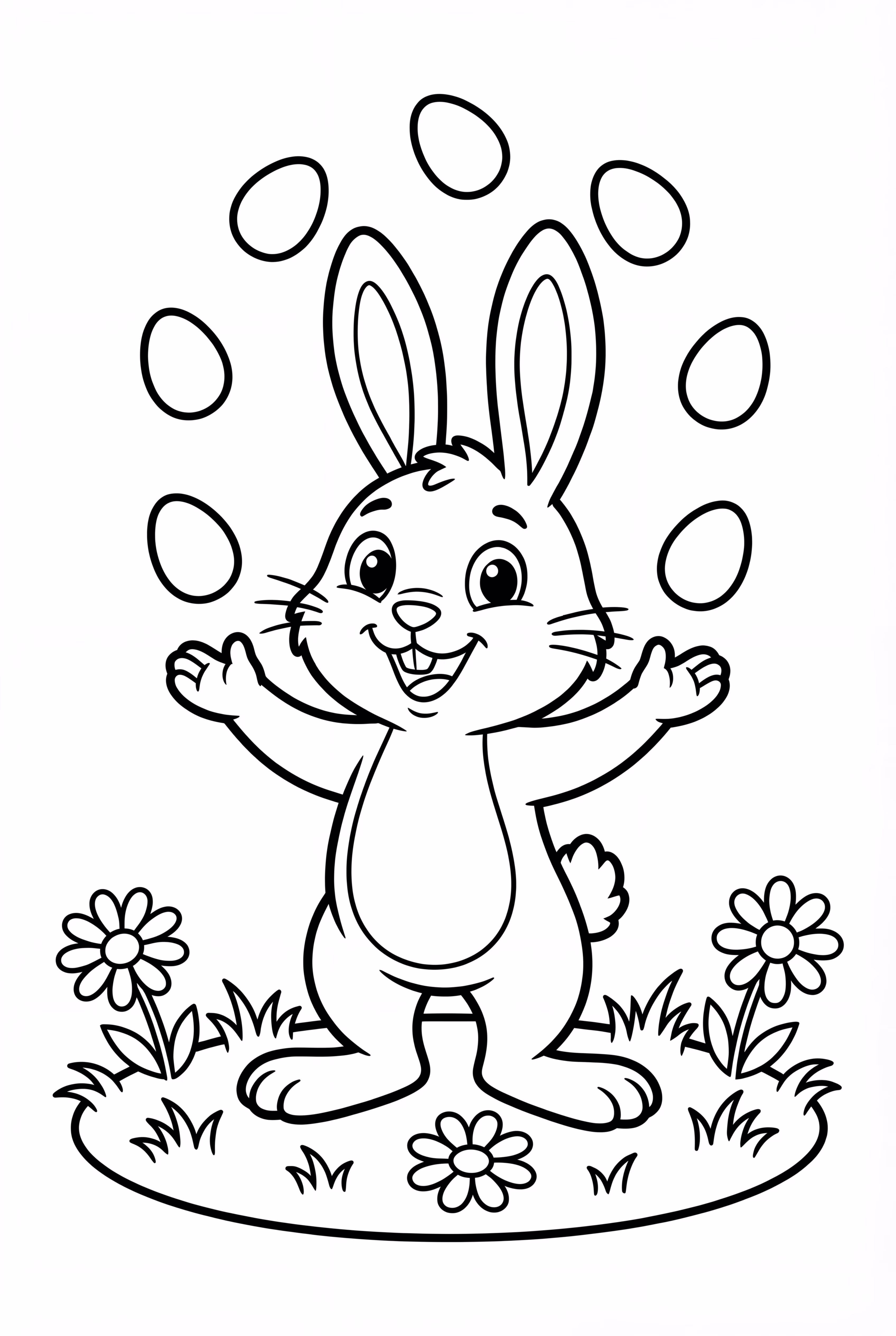 Easter Bunny Juggling Colorful Eggs