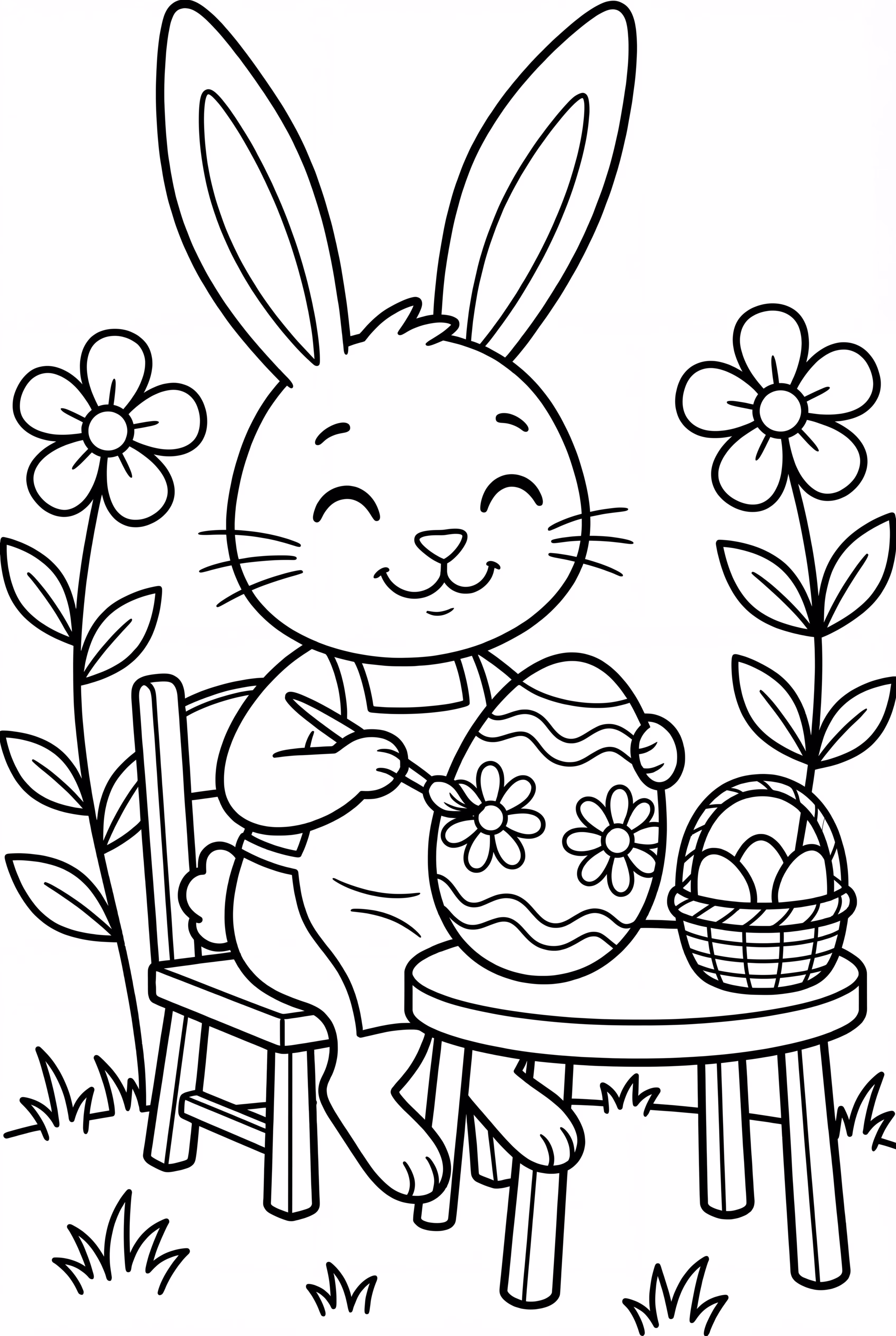 复活节兔子画彩蛋