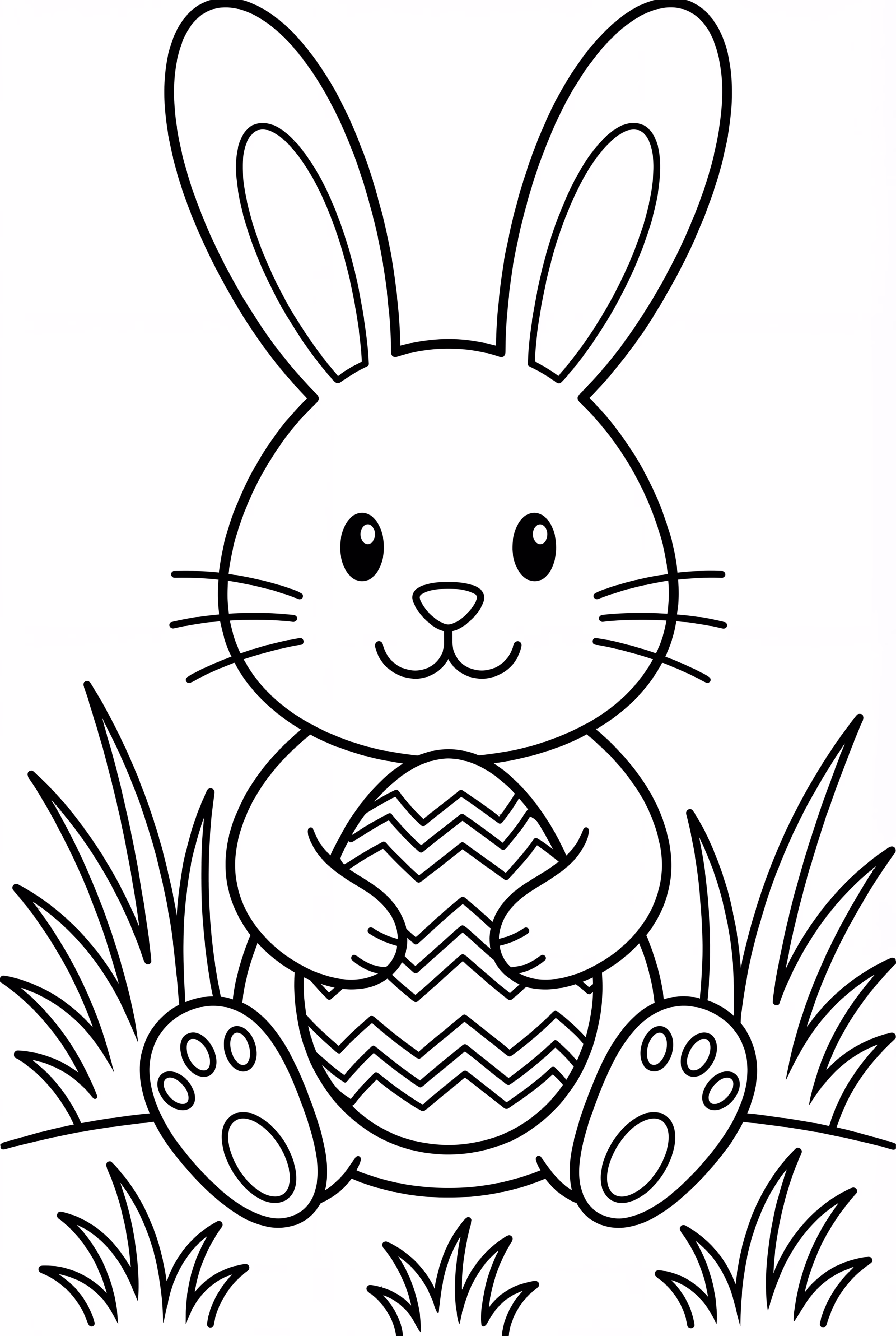 復活節兔子坐在草地上