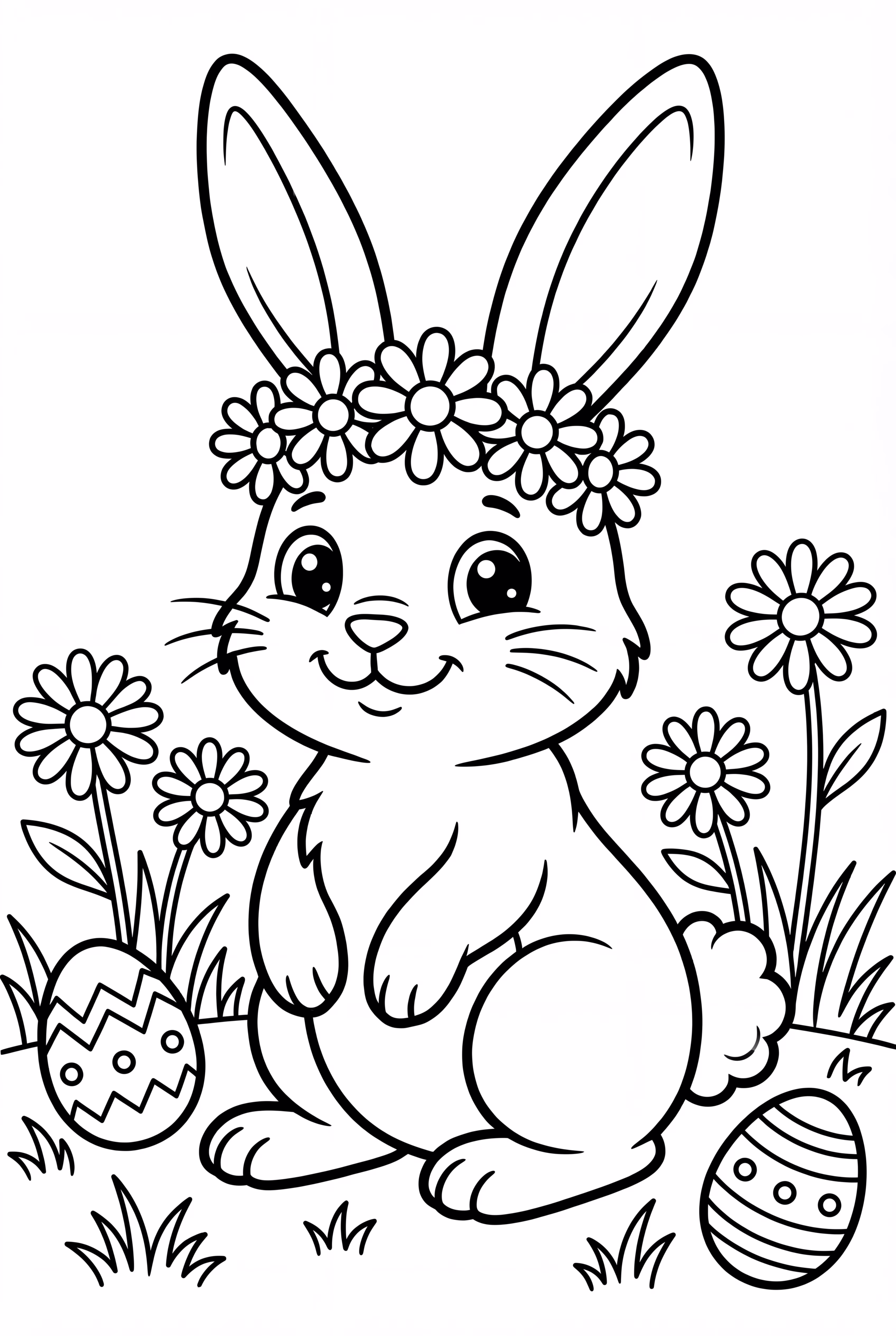 Coelho da Páscoa Usando uma Coroa de Flores