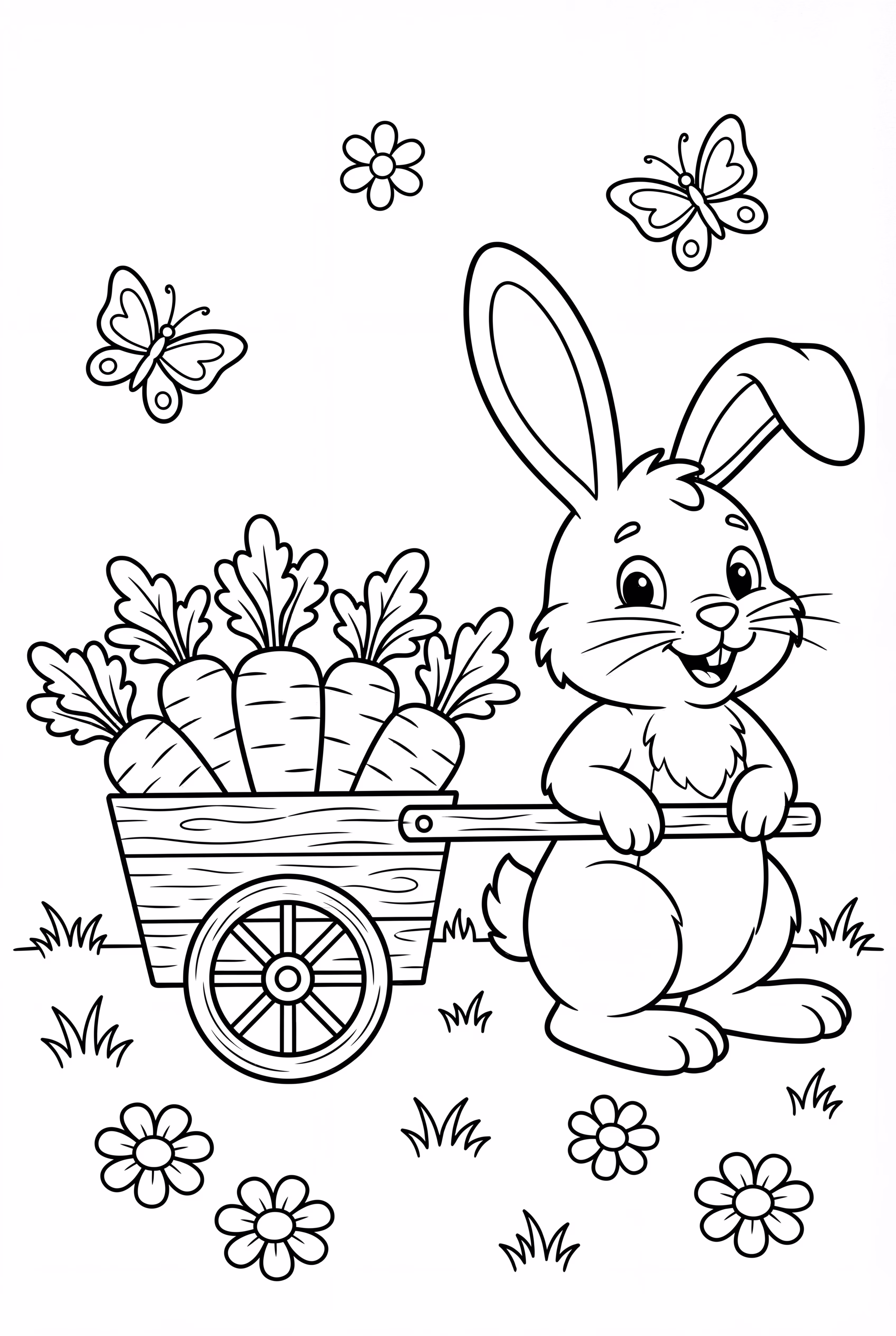 Easter Bunny With A Cart Of Carrots