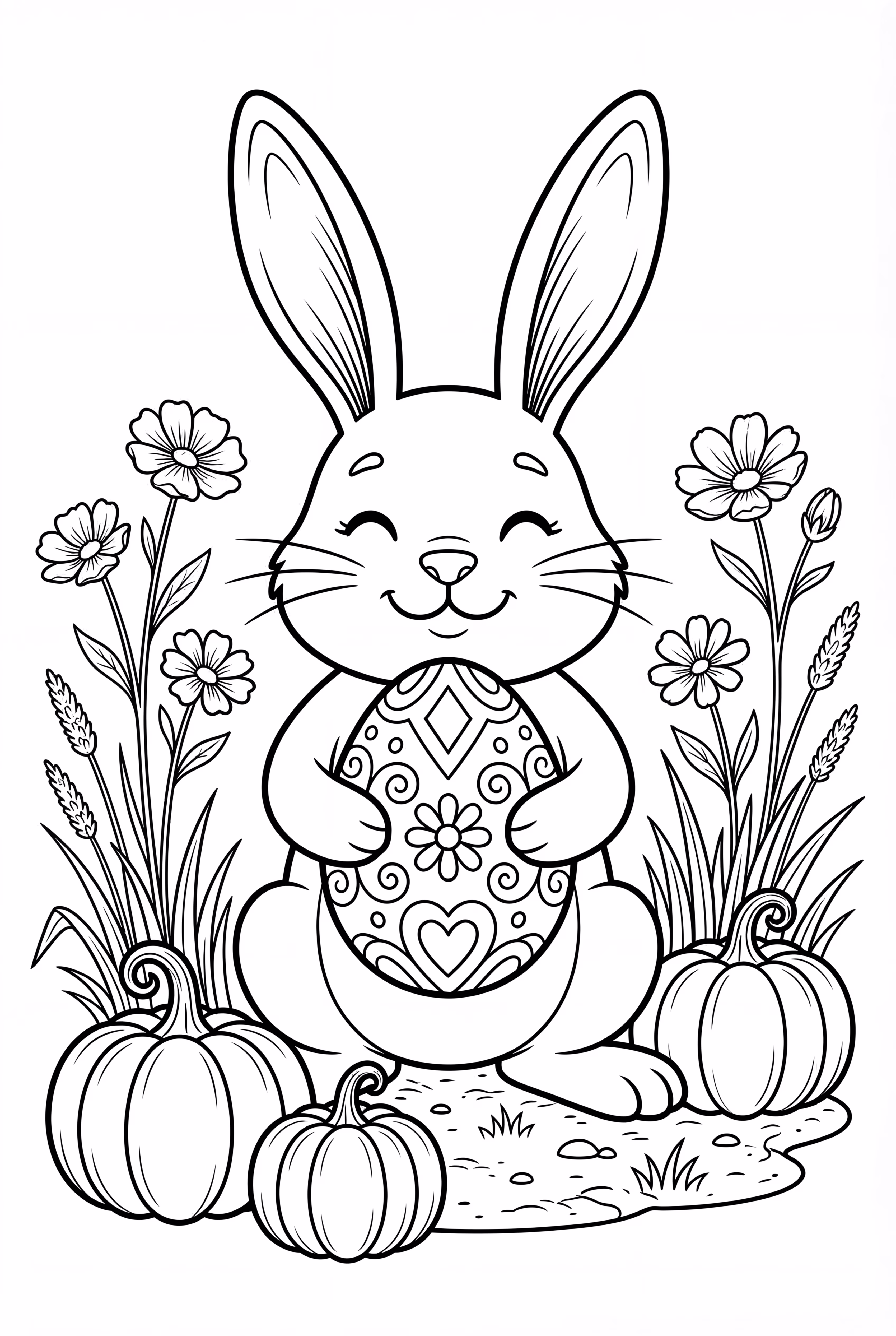 Easter Bunny with Egg and pumpkins