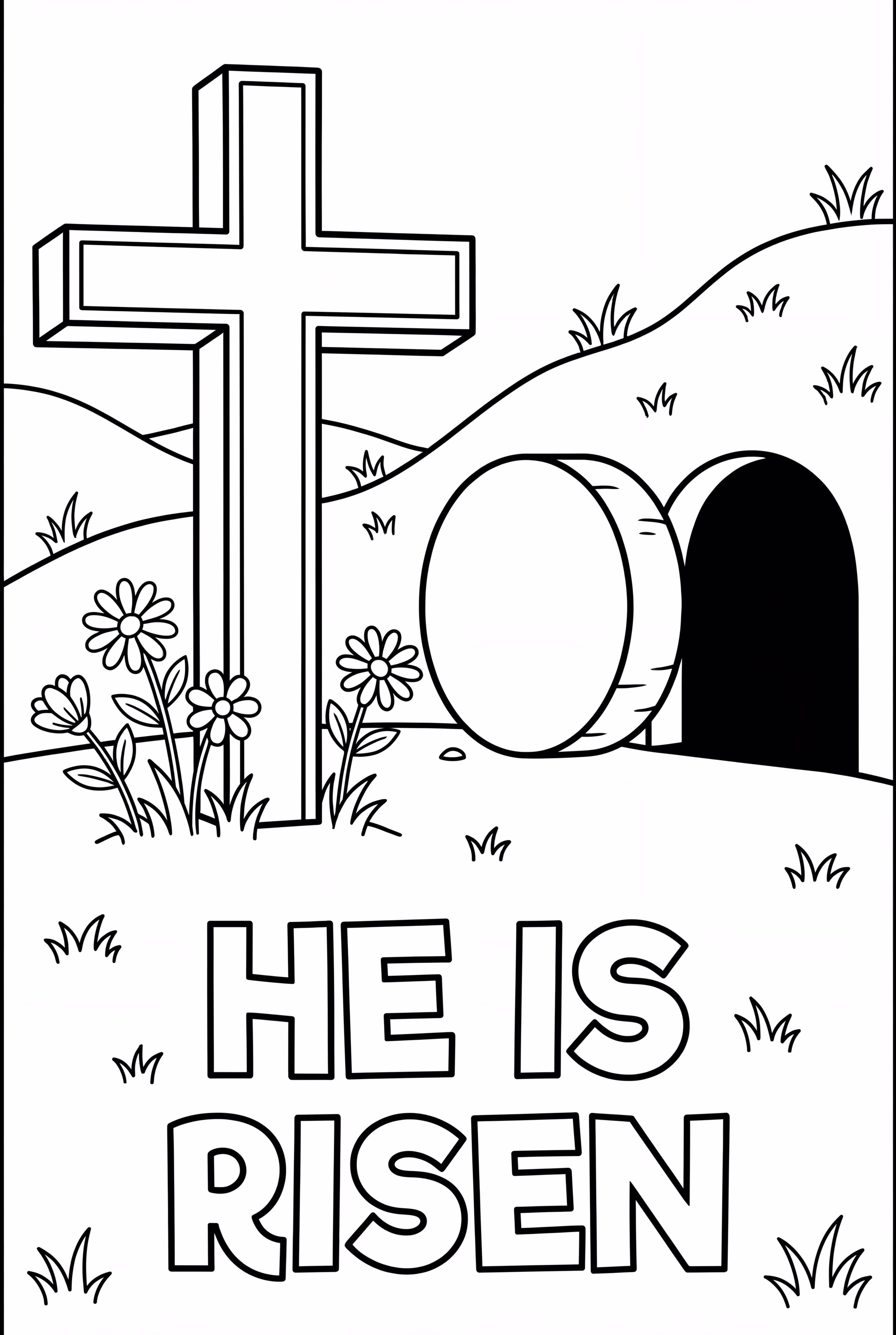 Easter Cross And Tomb With Bible Verse