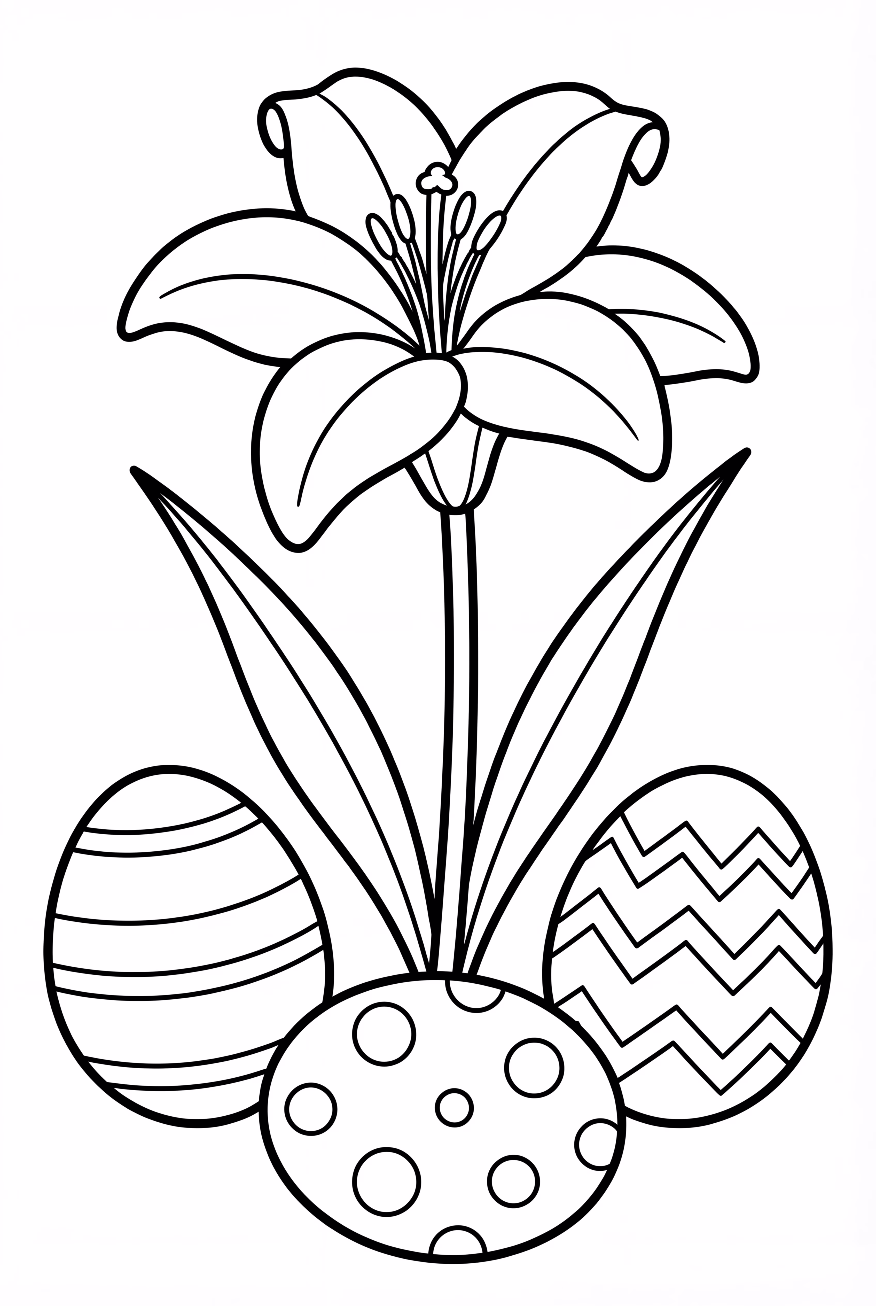 Osterlilie mit dekorierten Eiern