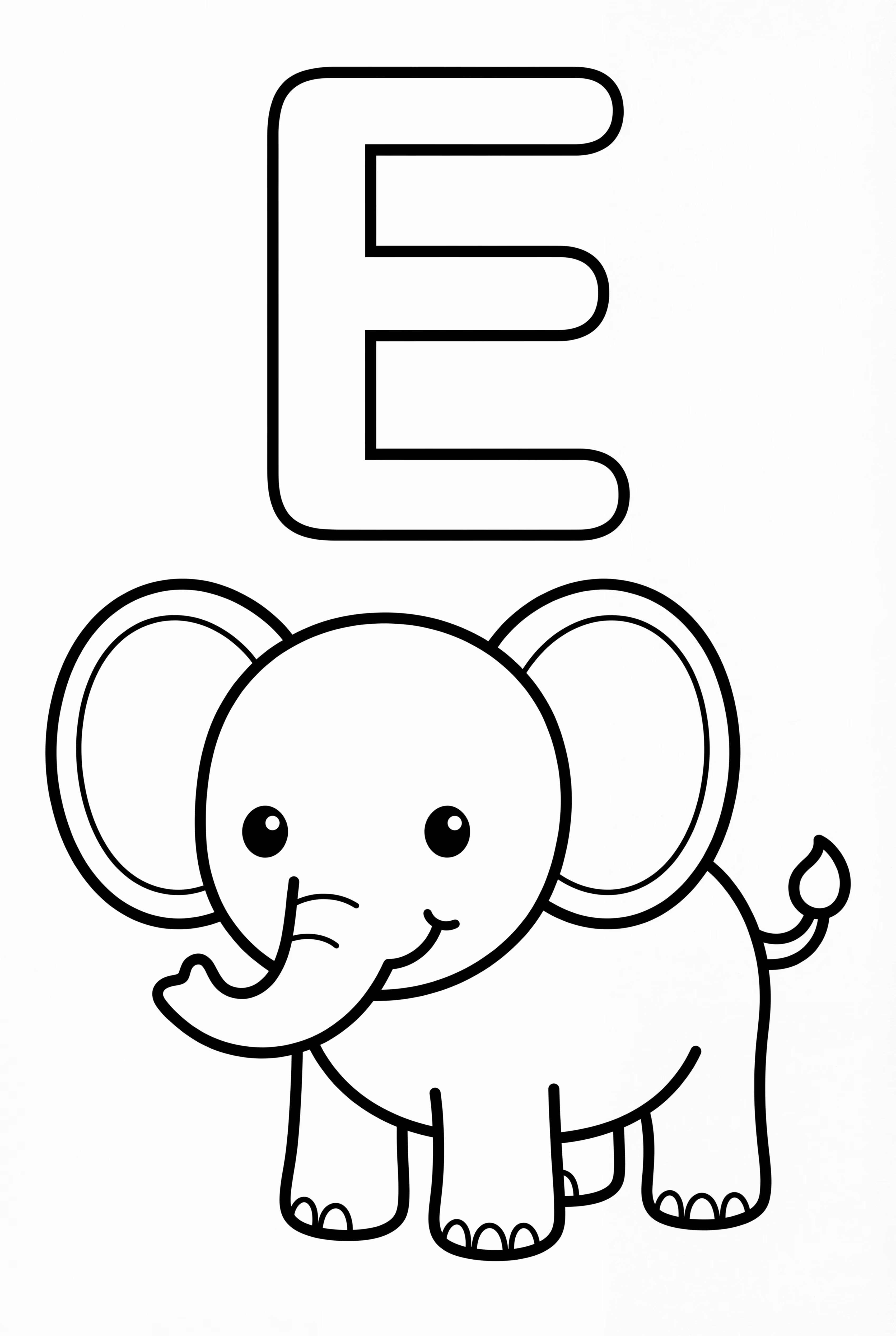 簡單字母 E 與大象