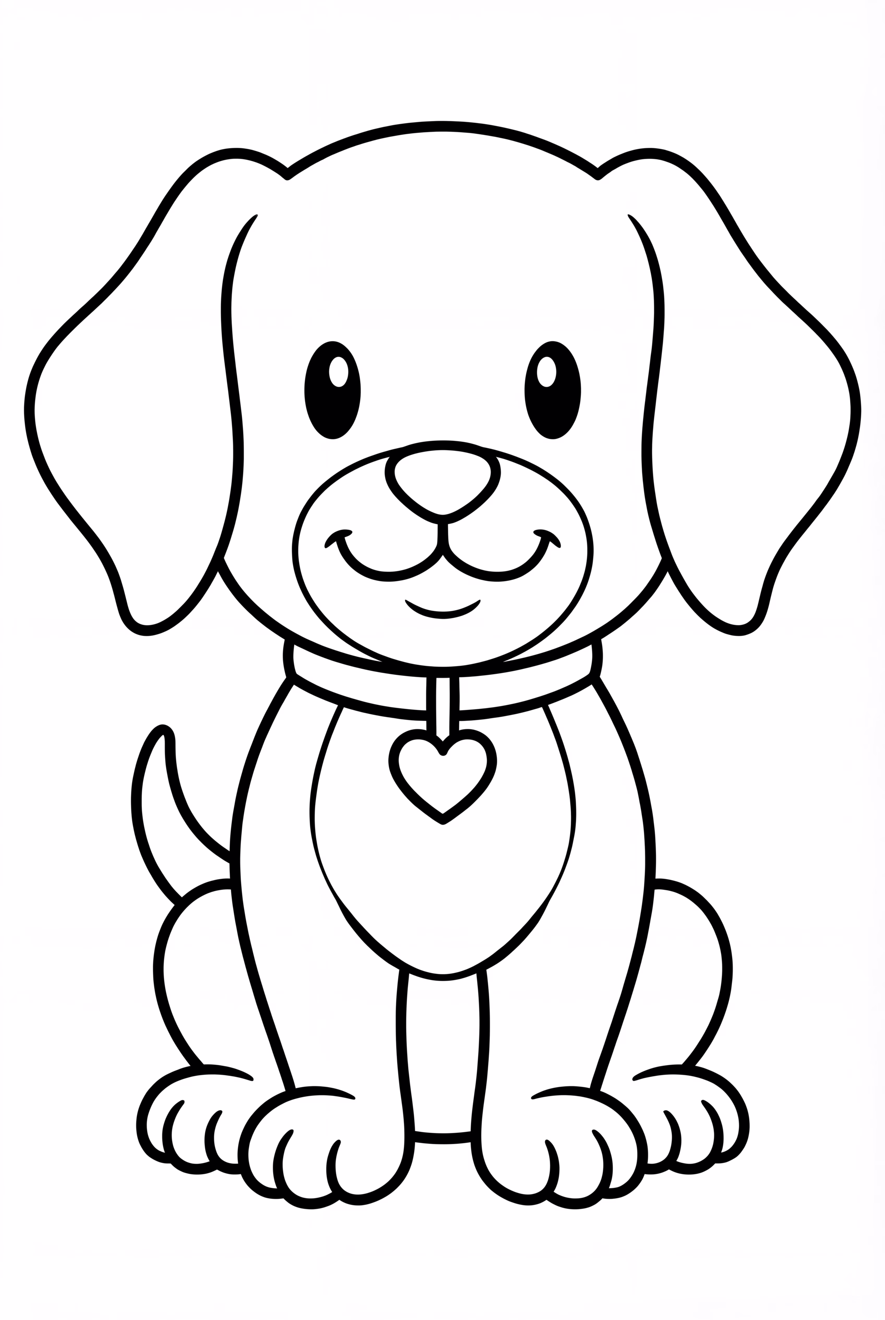 Easy Cartoon Puppy Outline