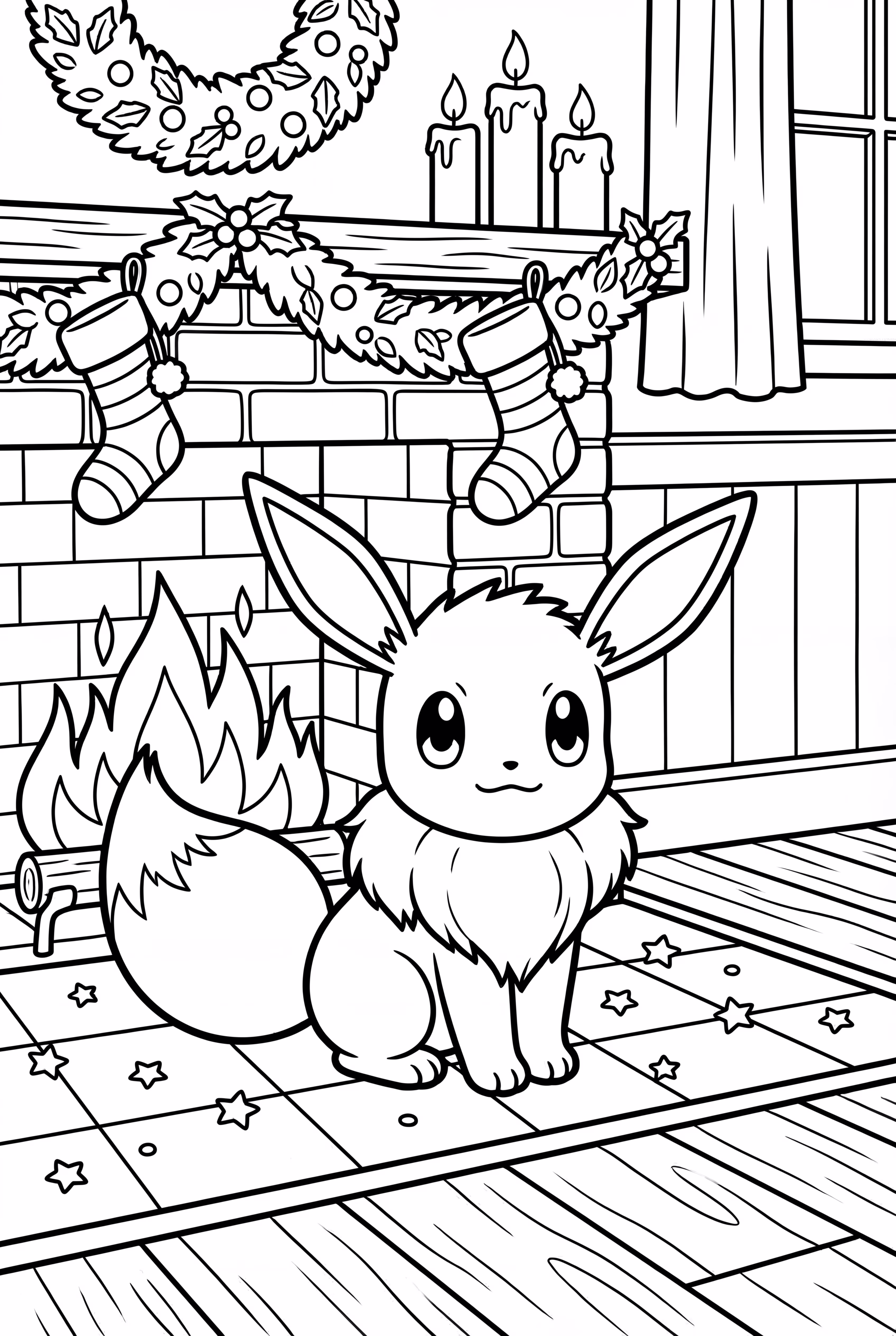 Eevee Christmas Fireplace Scene