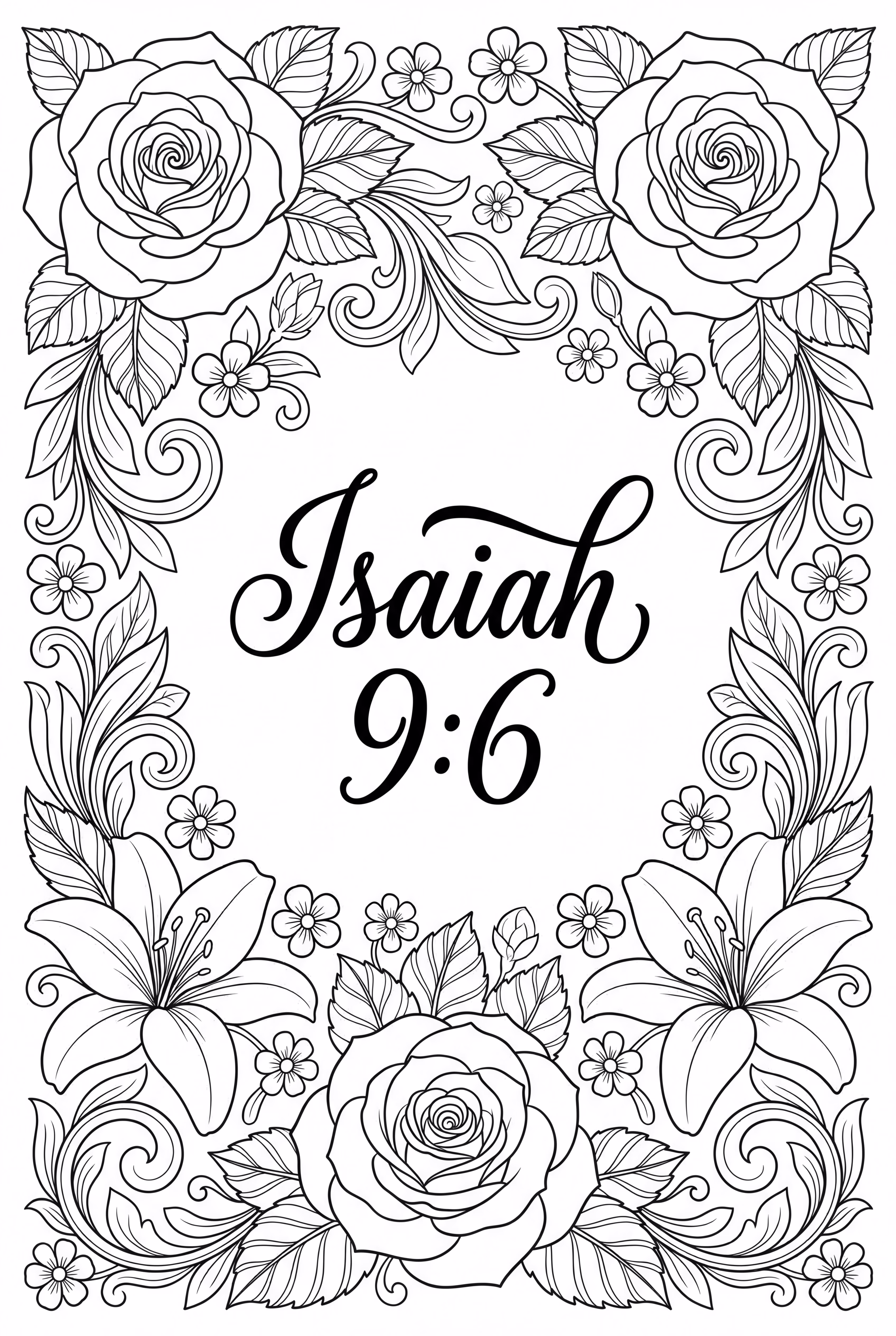 Elegant Isaiah 9 6 Typography In Floral Frame