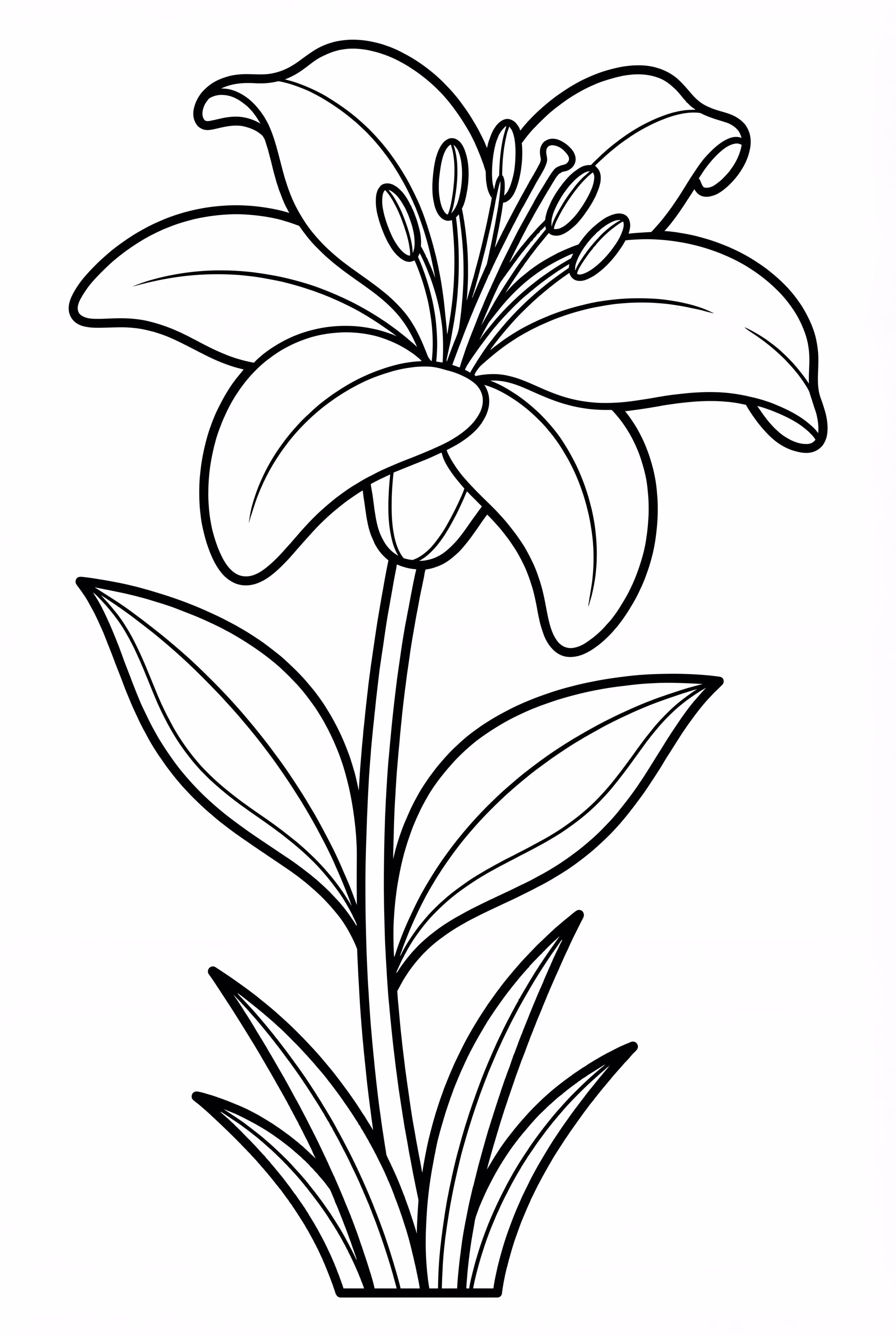 Elegant Lily Flower With Curling Stamen