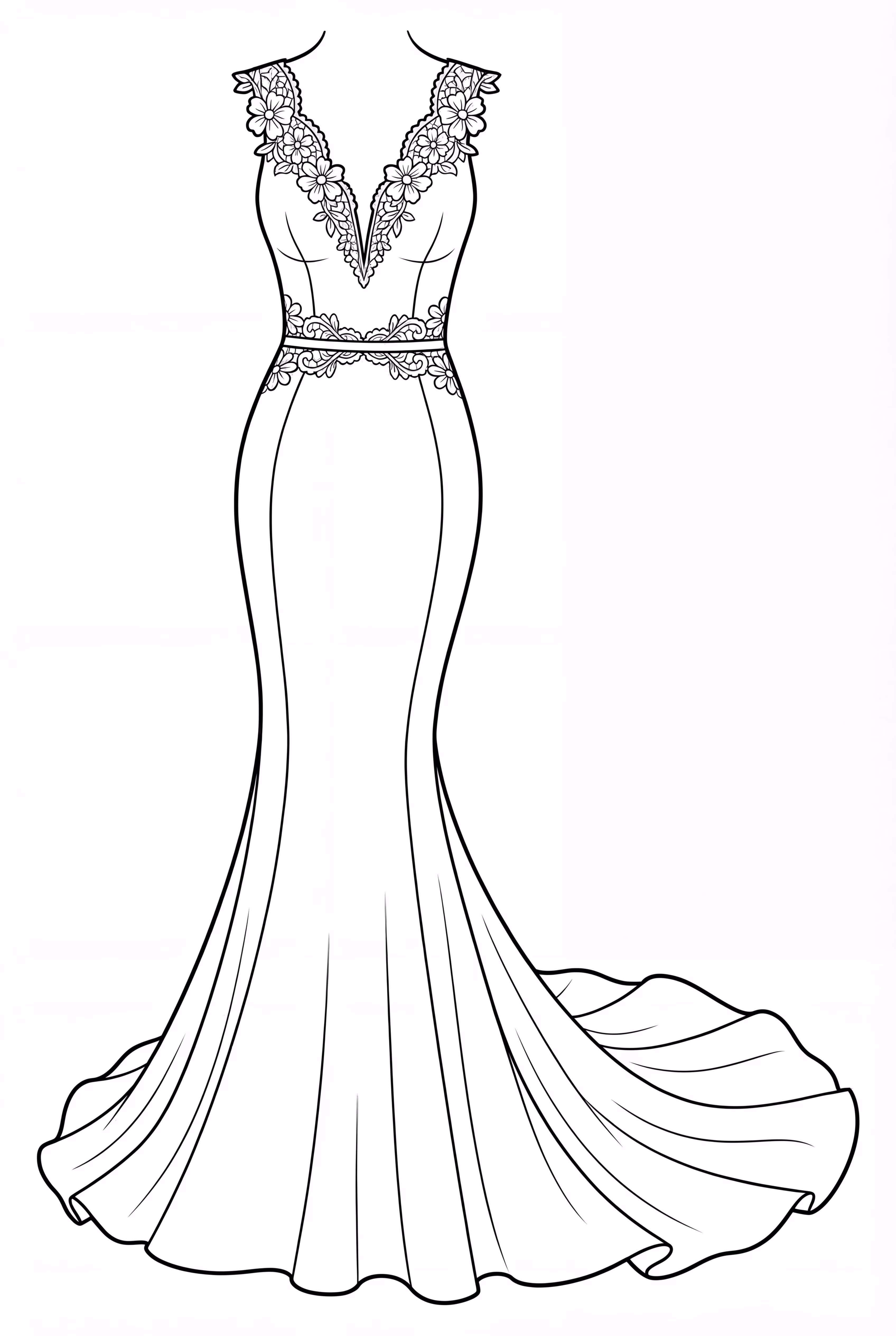 Elegant prom gown with lace trim