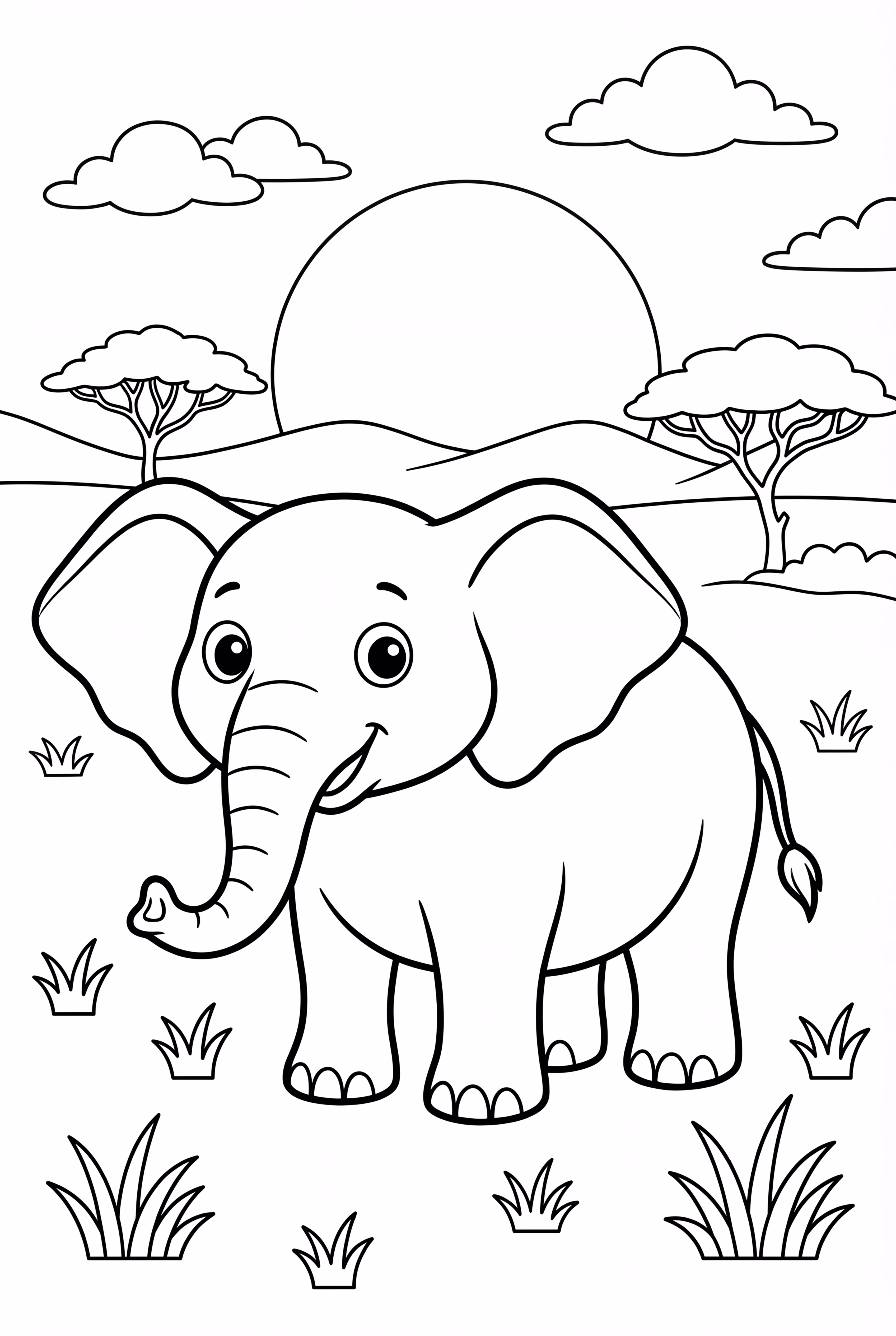 Elephant in Sunset Savannah