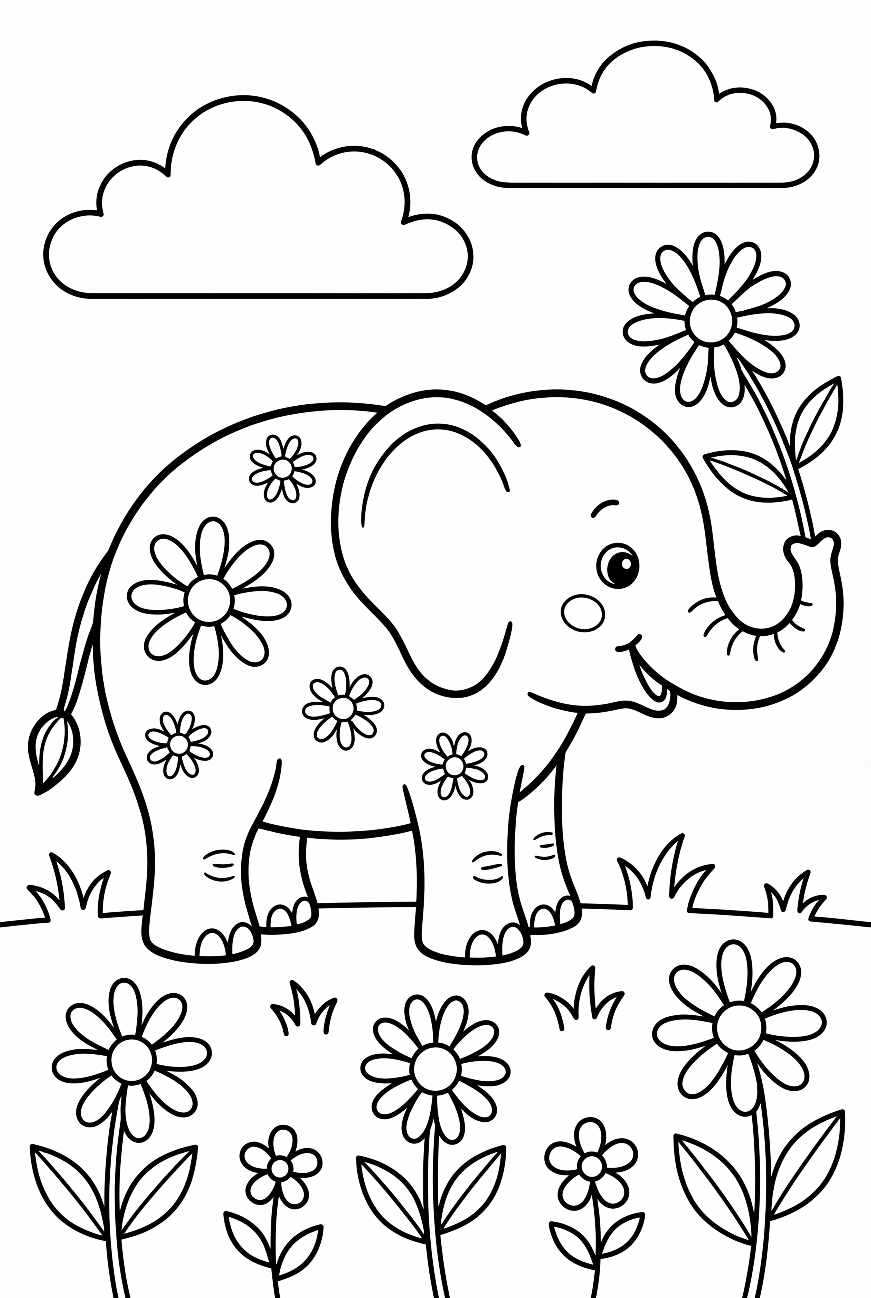 Elephant with Floral Patterns