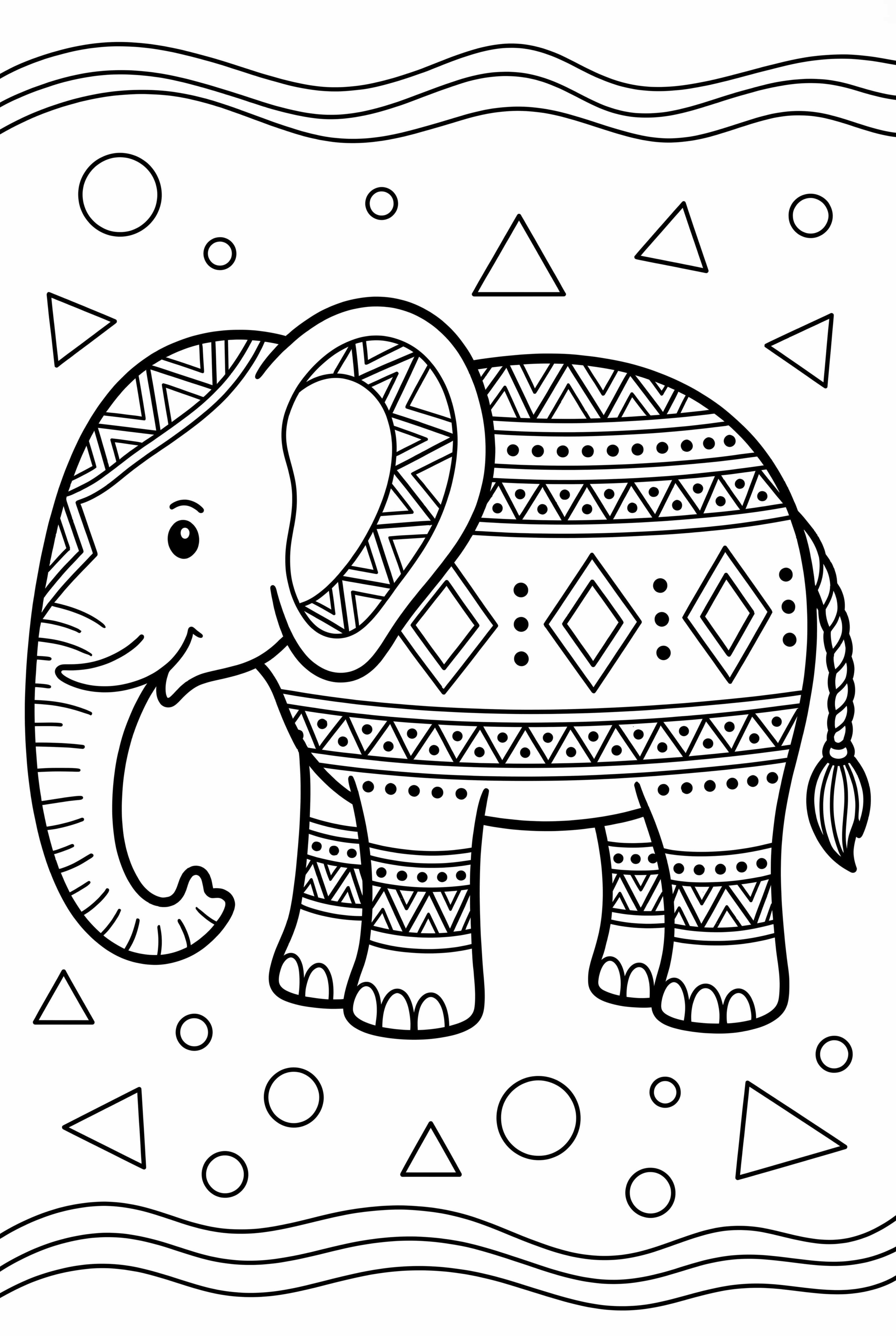 Elephant with Tribal Art