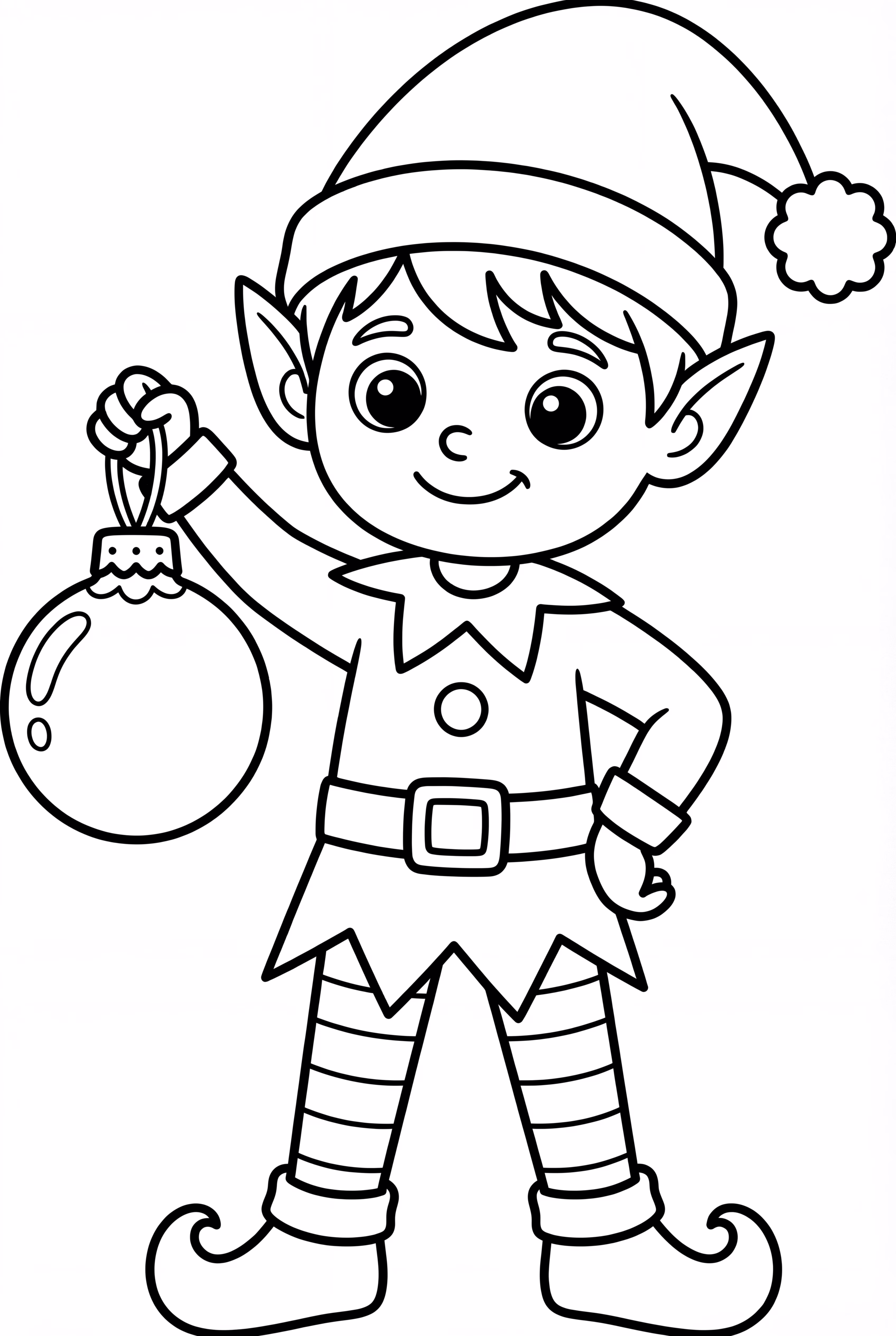 Elf Holding One Christmas Ornament
