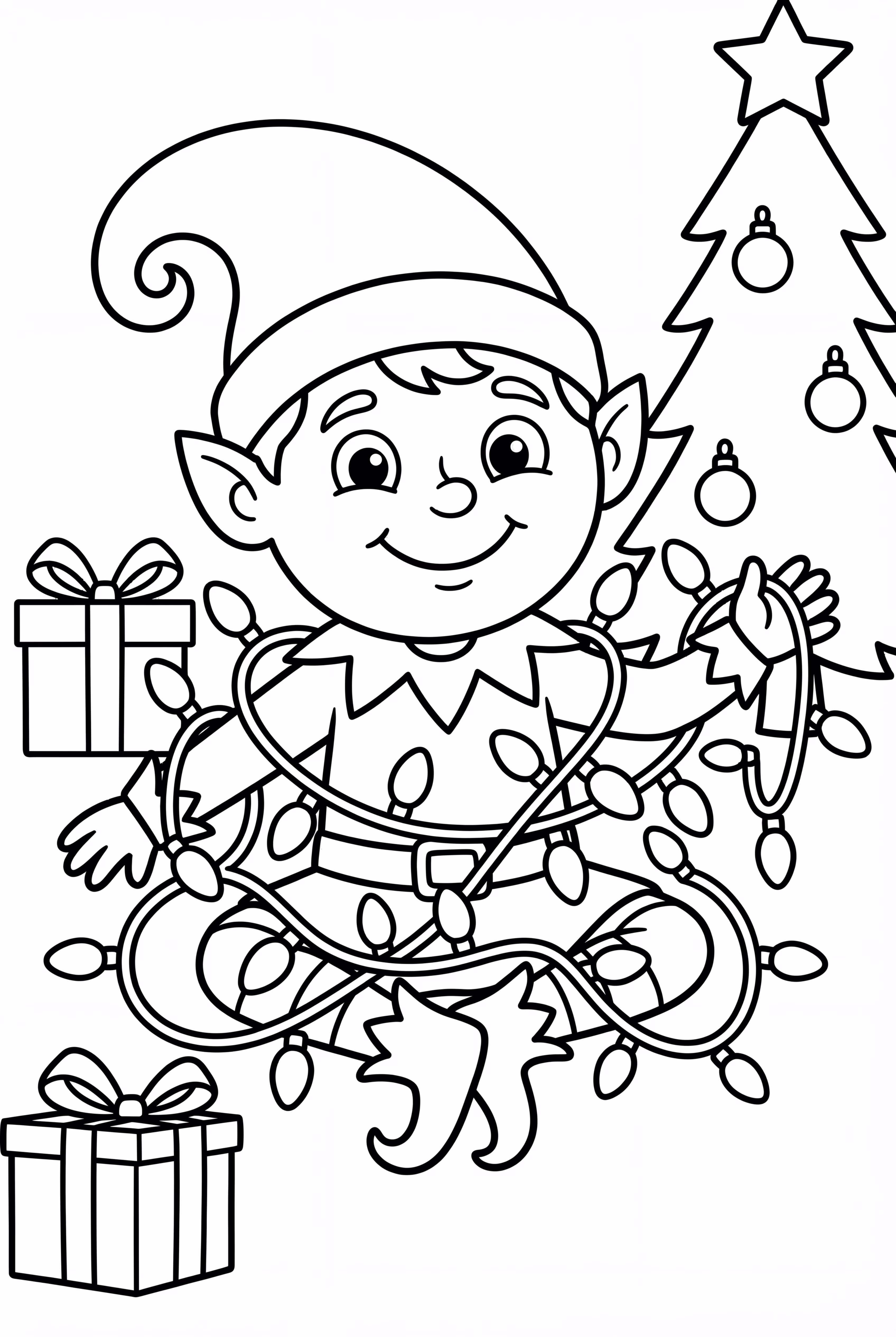 Elf On The Shelf Tangled In Christmas Lights