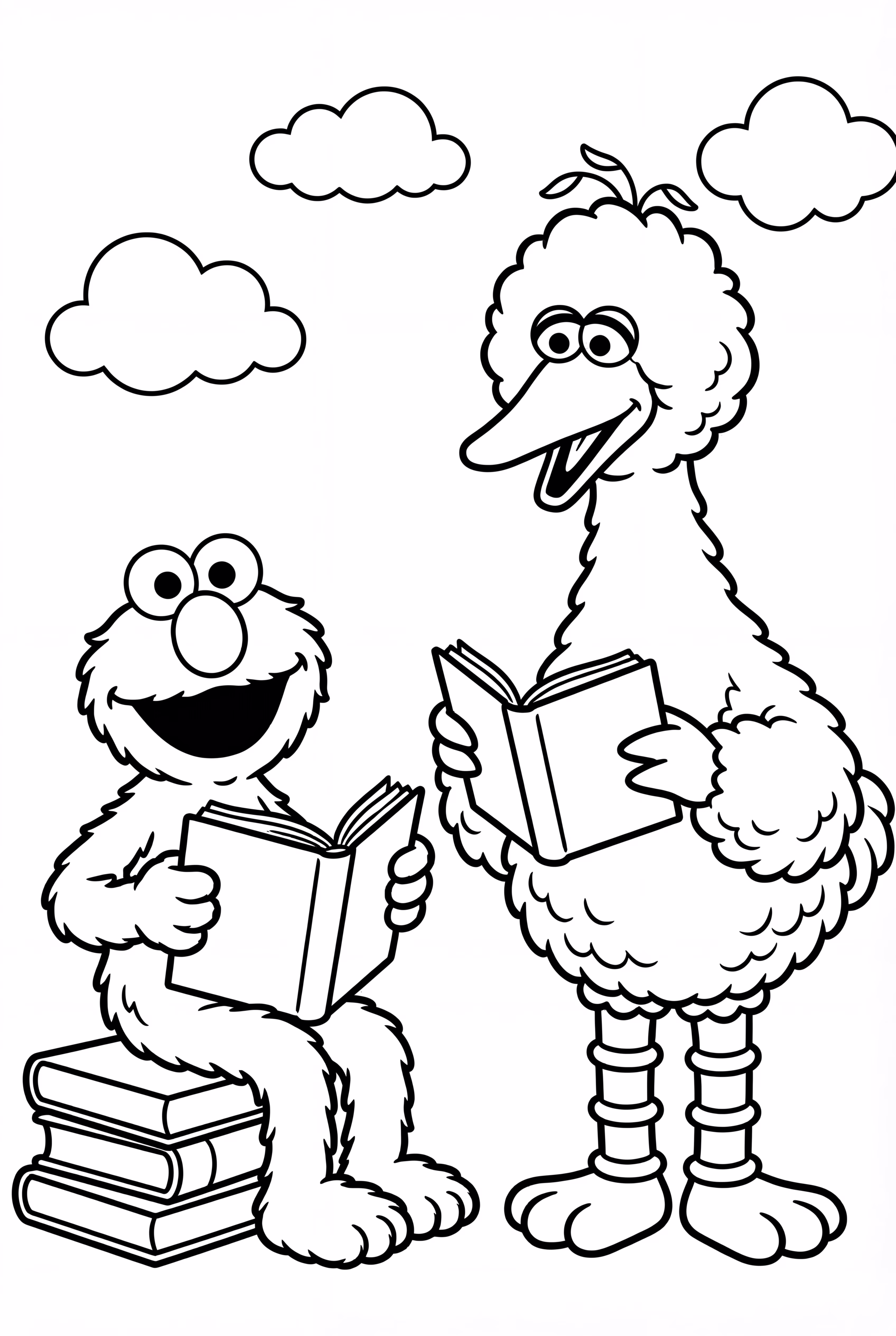 Elmo And Big Bird Reading Books