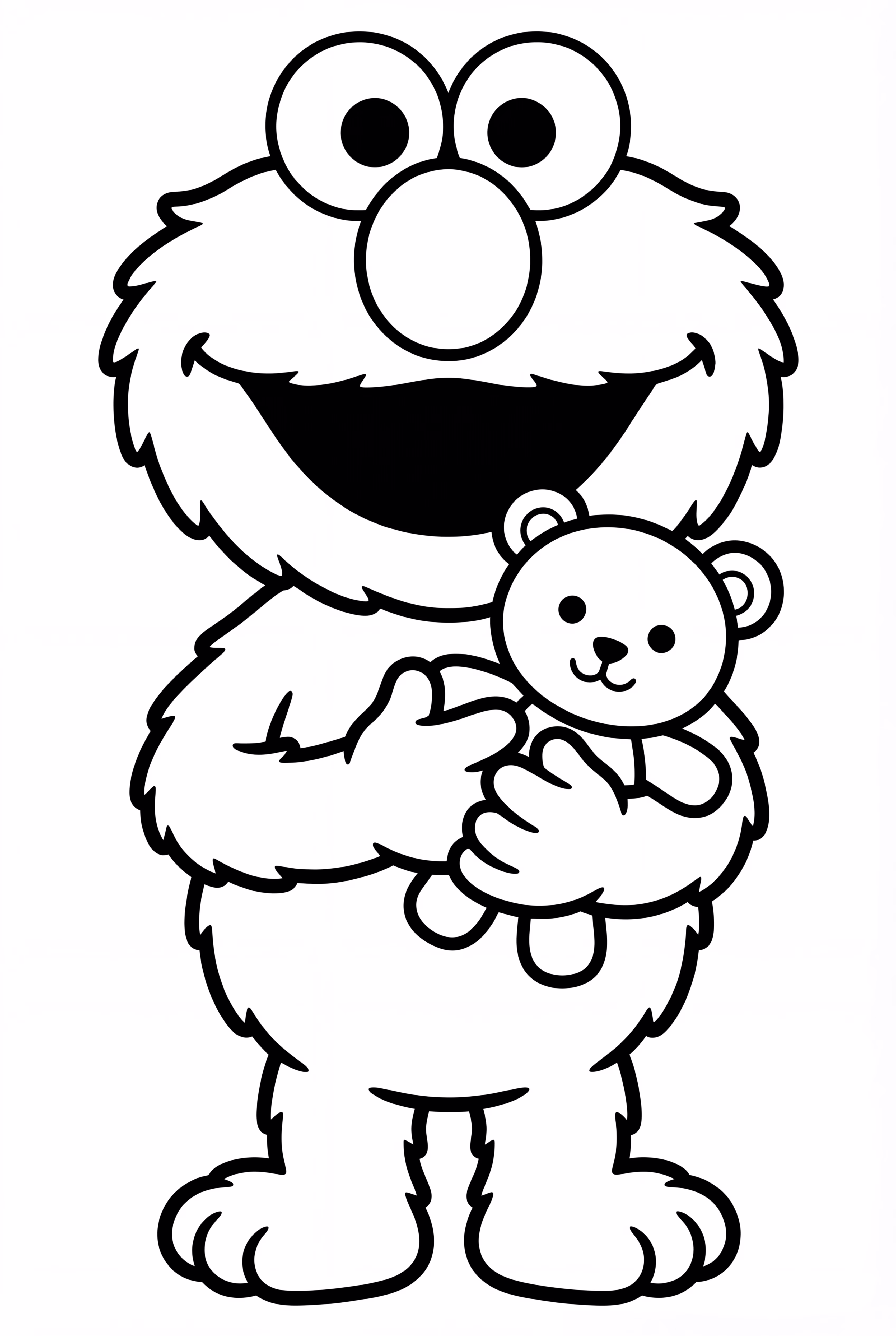 Elmo Holding A Teddy Bear