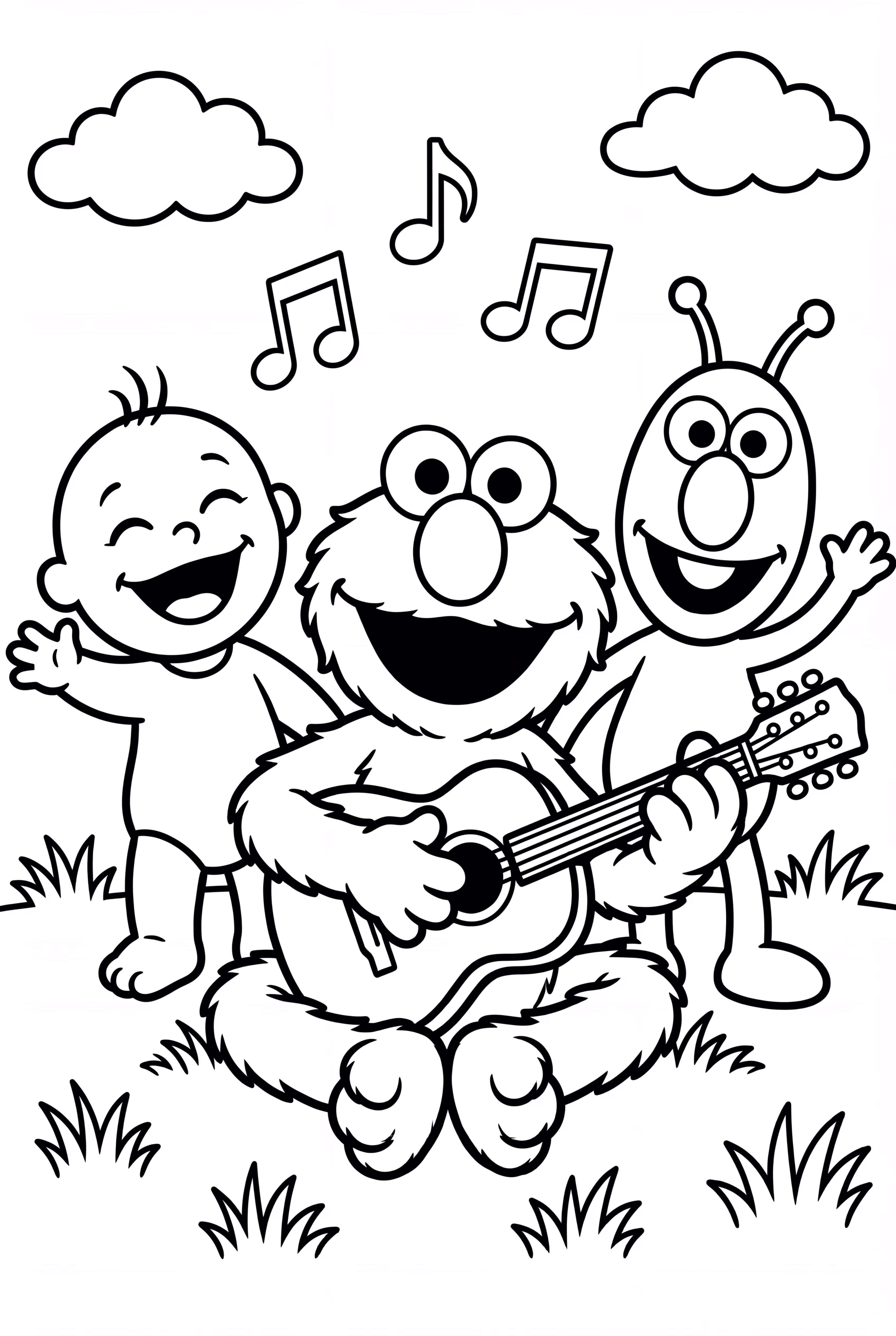 Elmo Playing Guitar With Friends