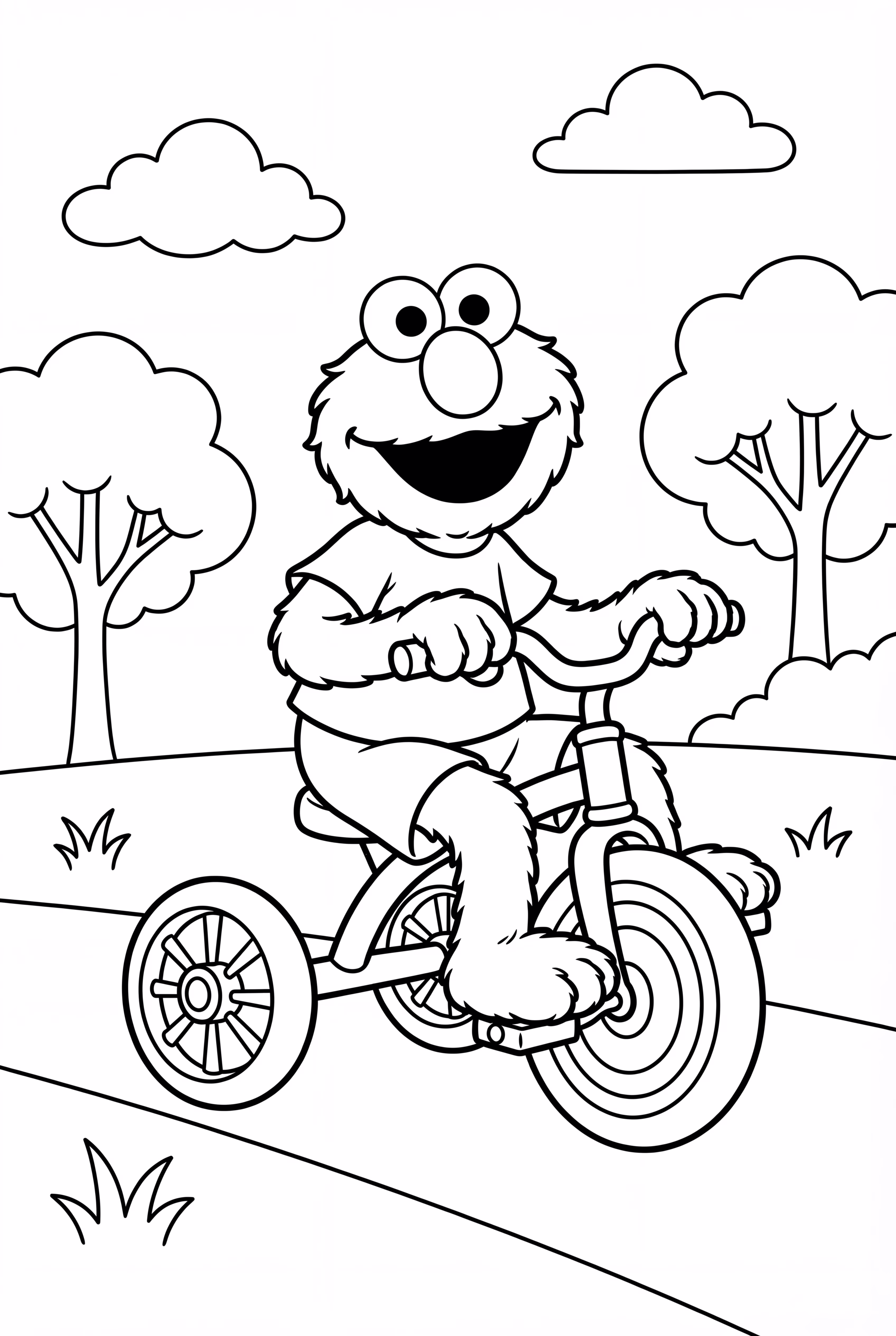 Elmo Andando em Um Triciclo no Parque