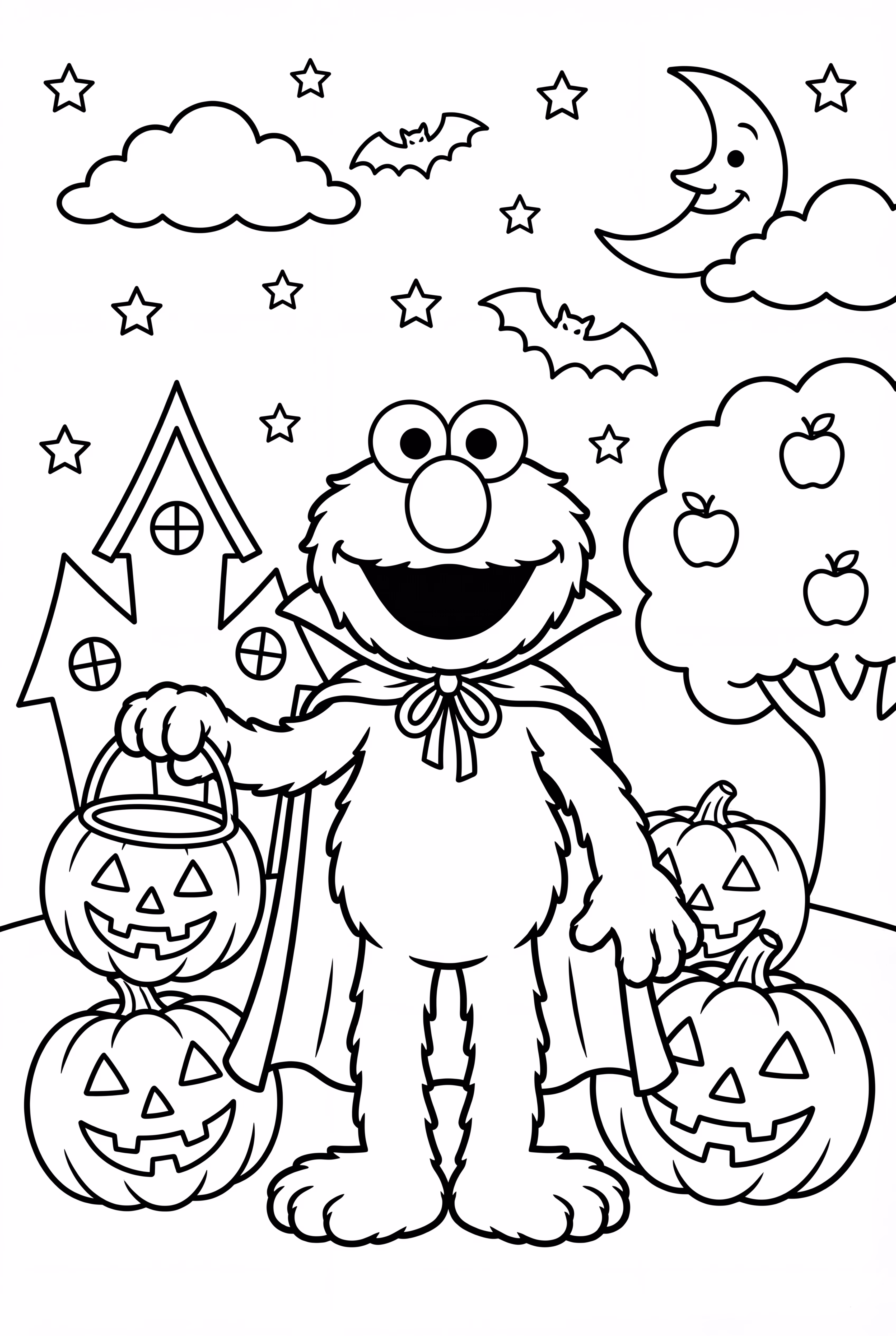 Elmo beim Süßigkeiten sammeln in der Nacht