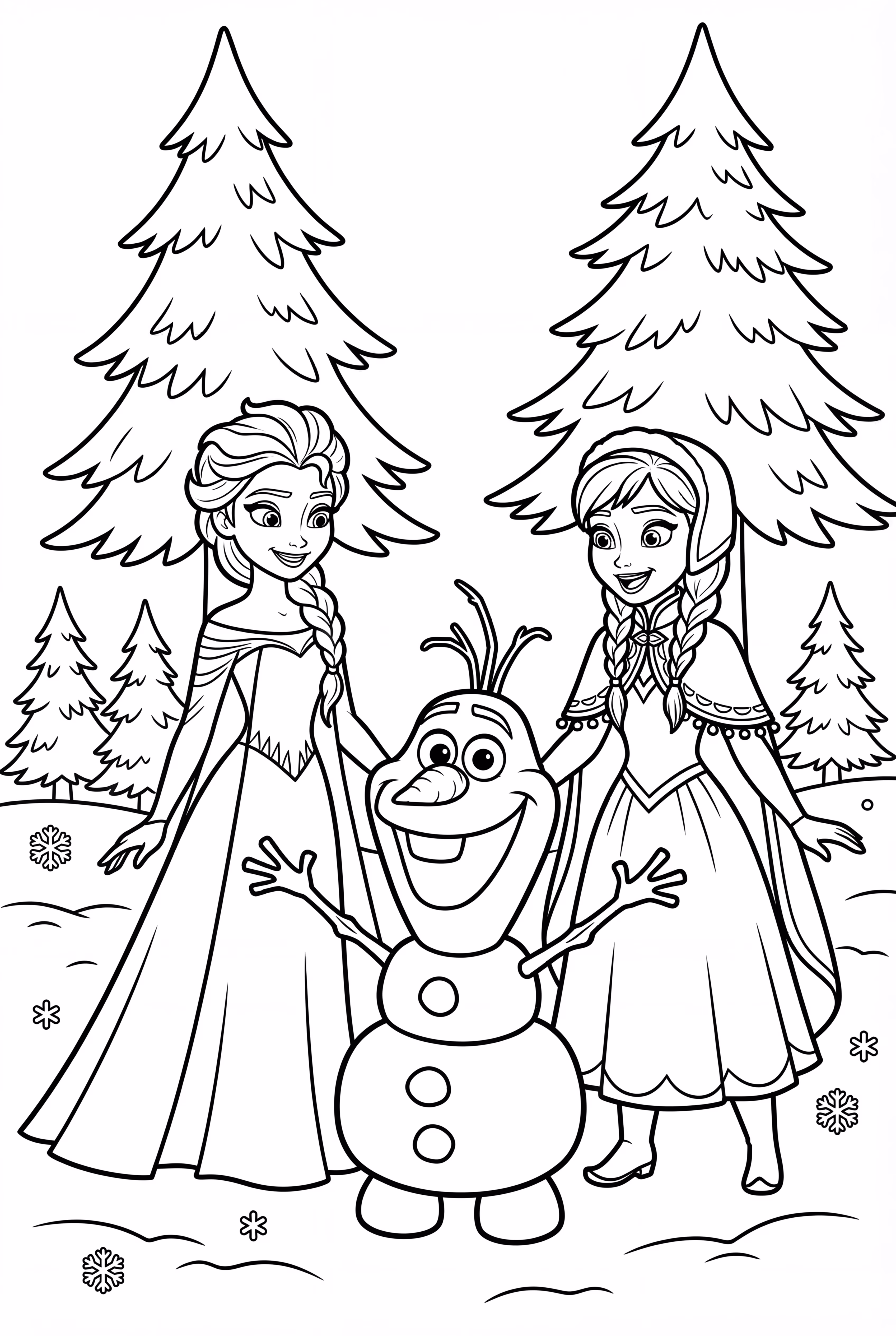 Elsa et Anna construisent un bonhomme de neige