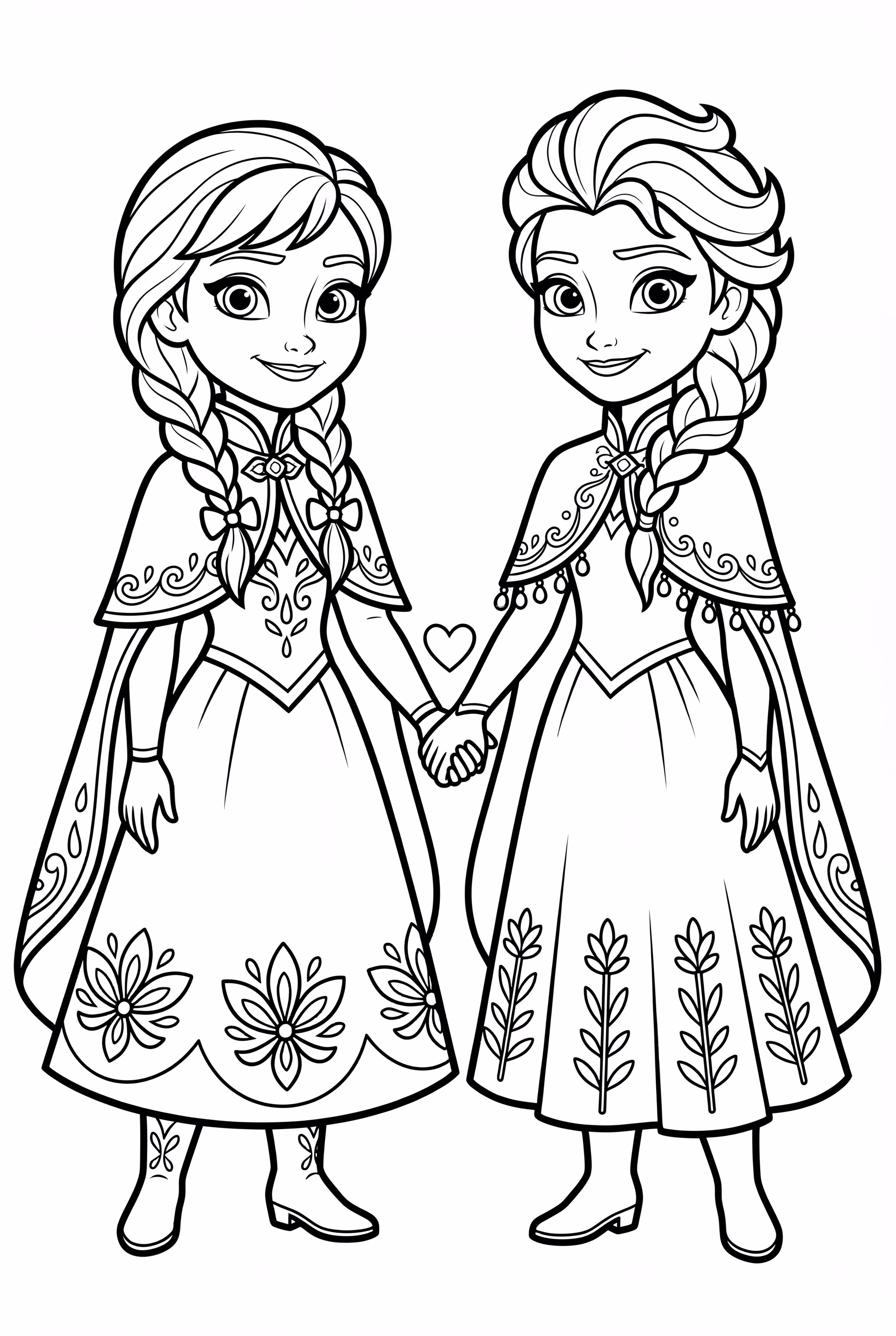 Elsa and Anna Holding Hands in Snow