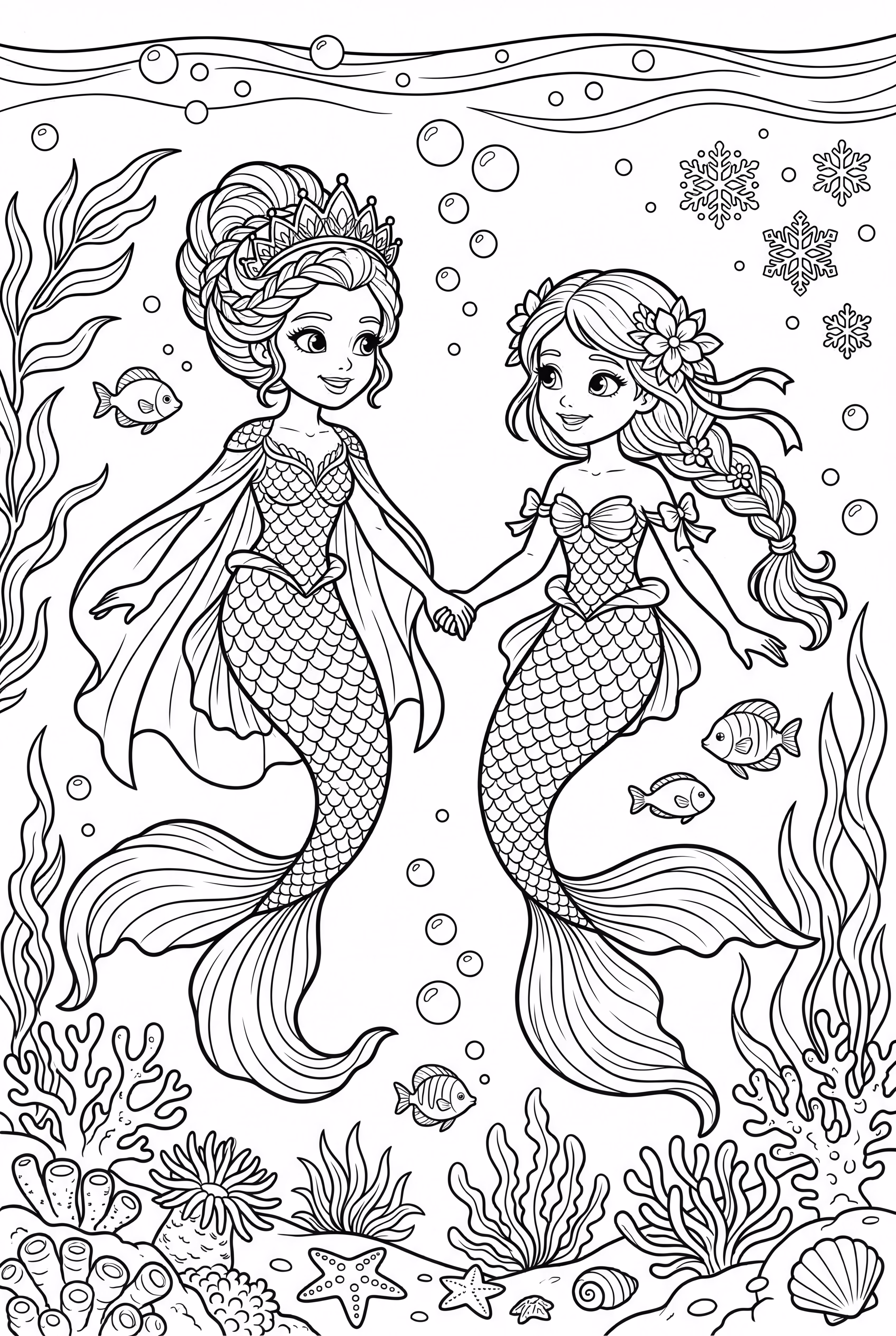 Elsa and Anna Mermaid