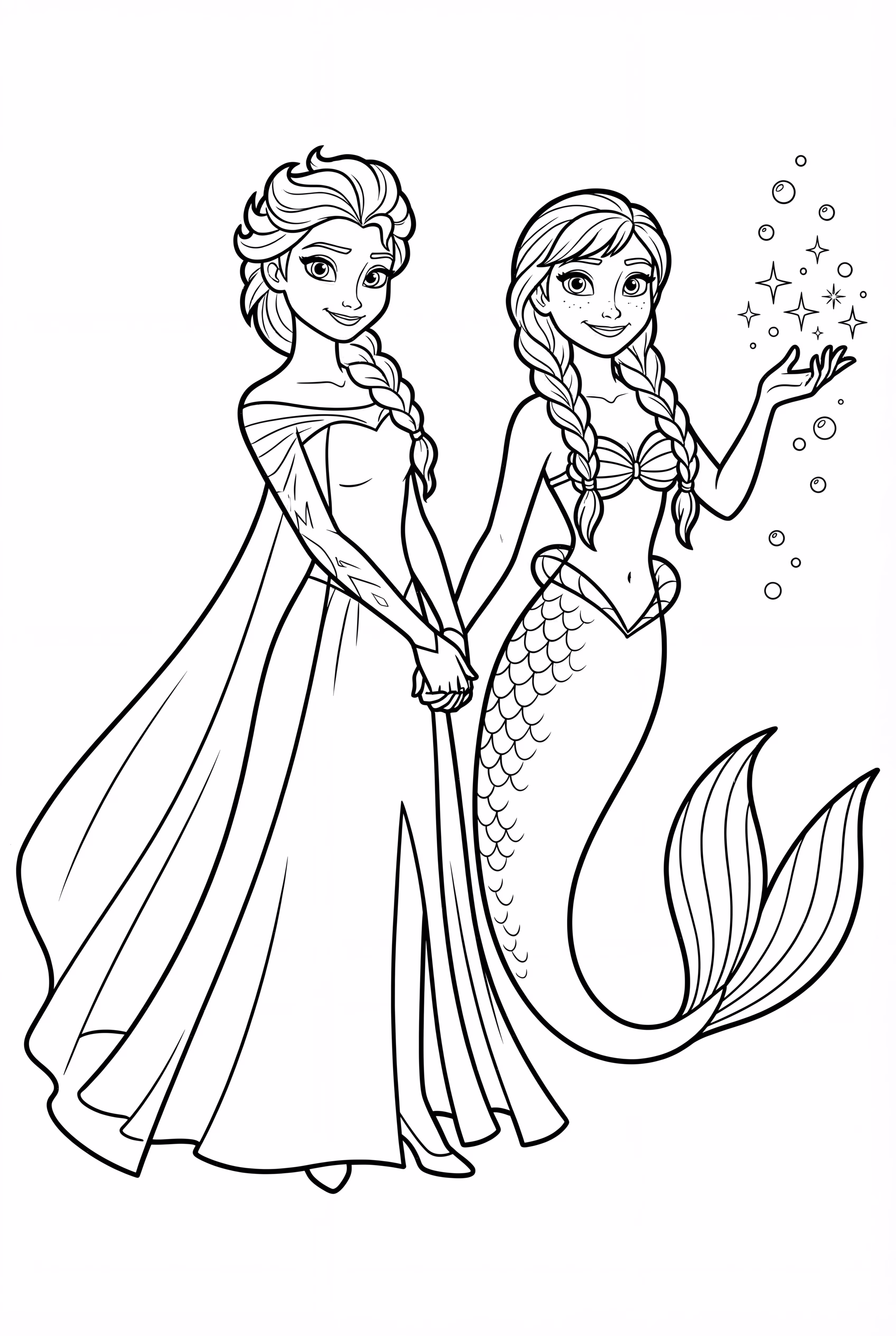 Elsa y la Sirena Anna Bajo el Agua