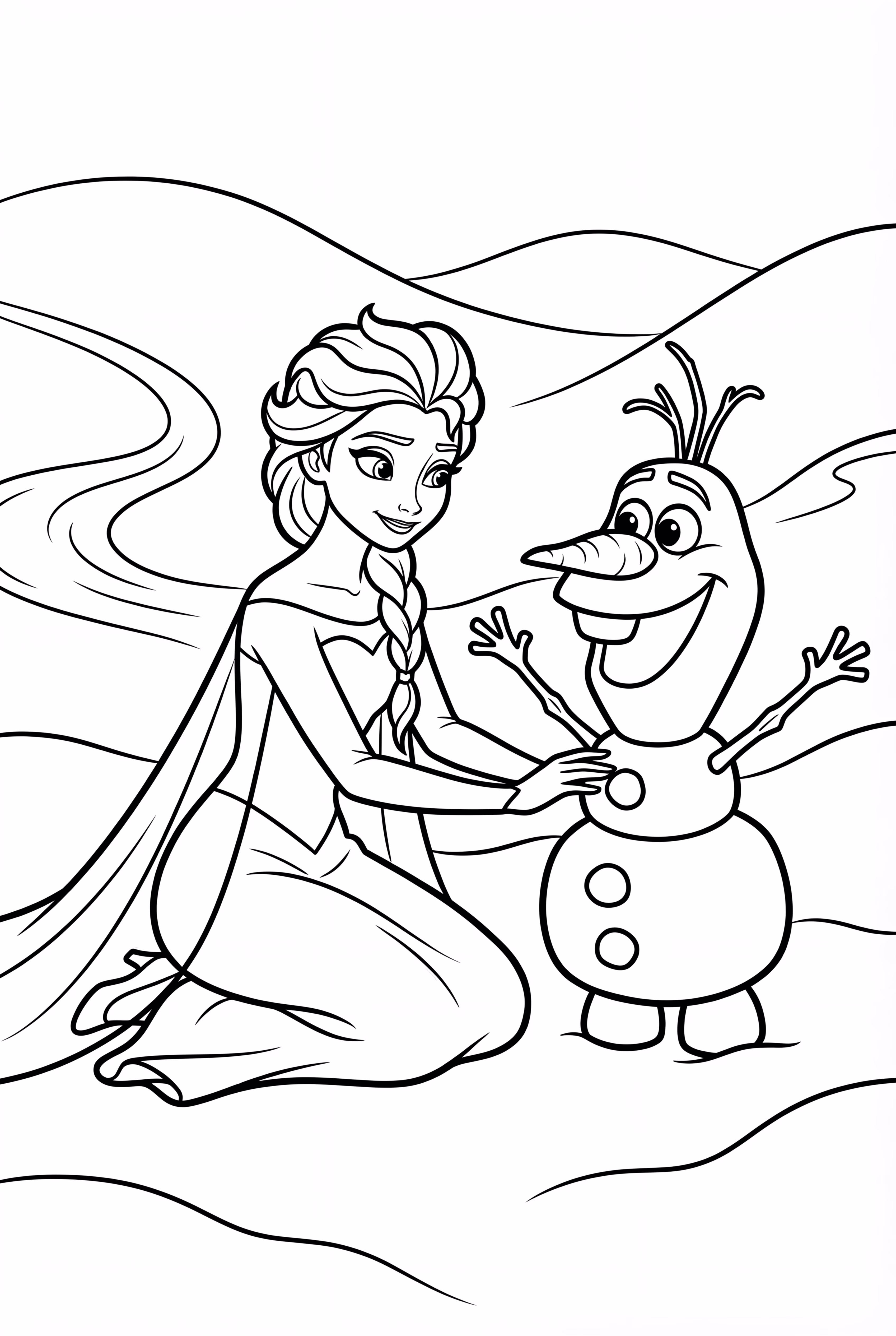 Elsa and Olaf Building Snowman