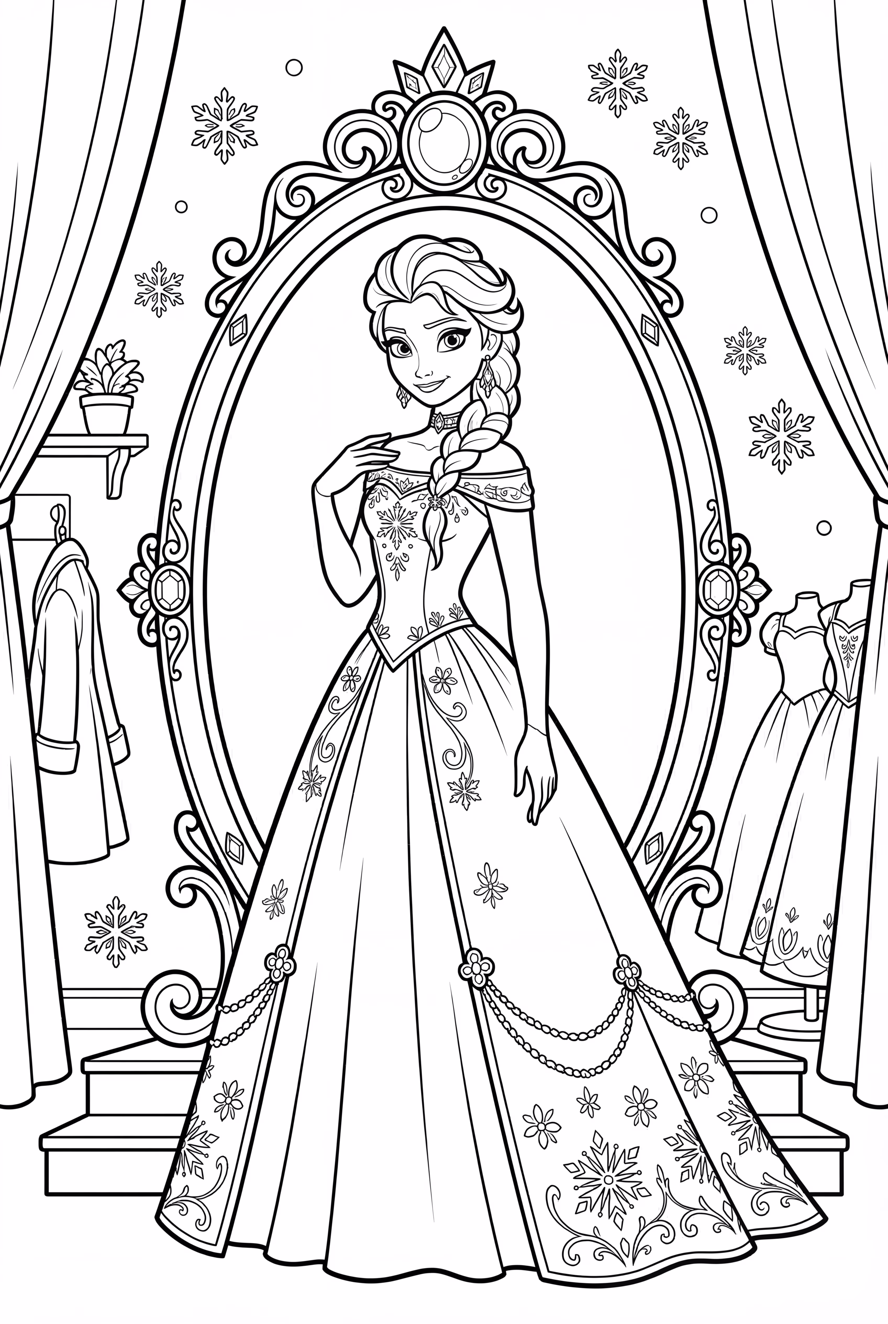 Poupée en papier Elsa avec différentes tenues