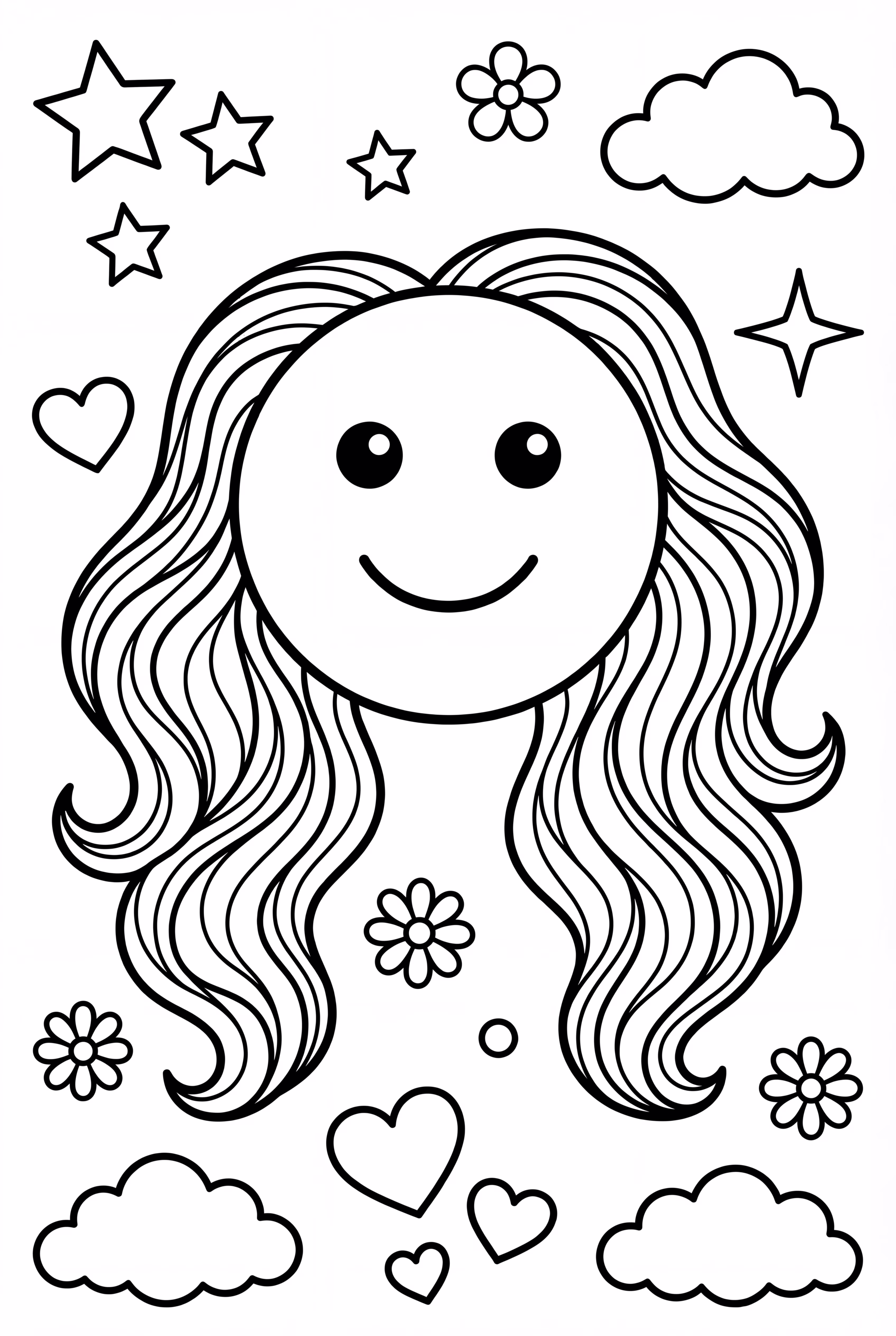 Emoji with Flowing Hair