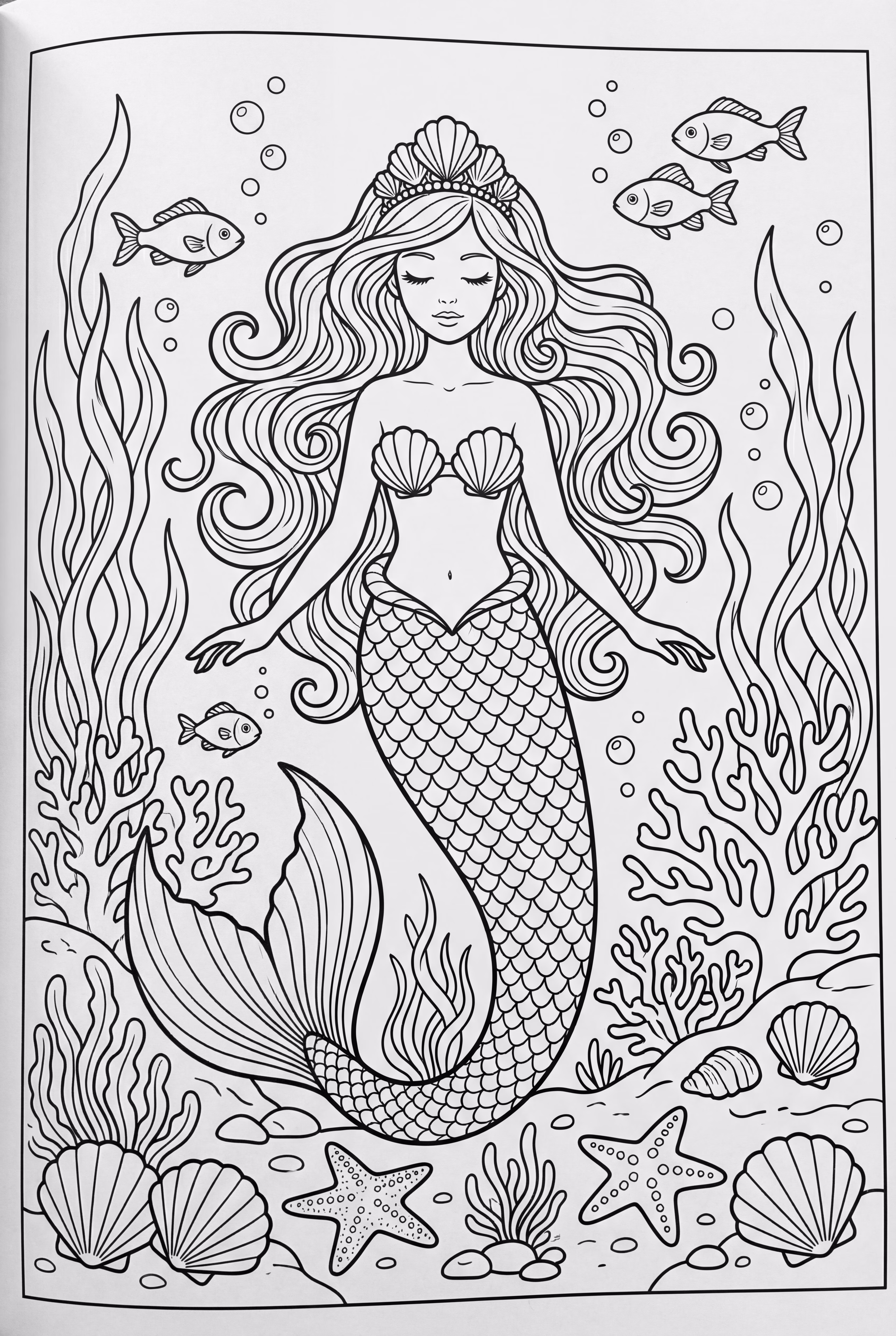 Enchanted Mermaid With Flowing Hair
