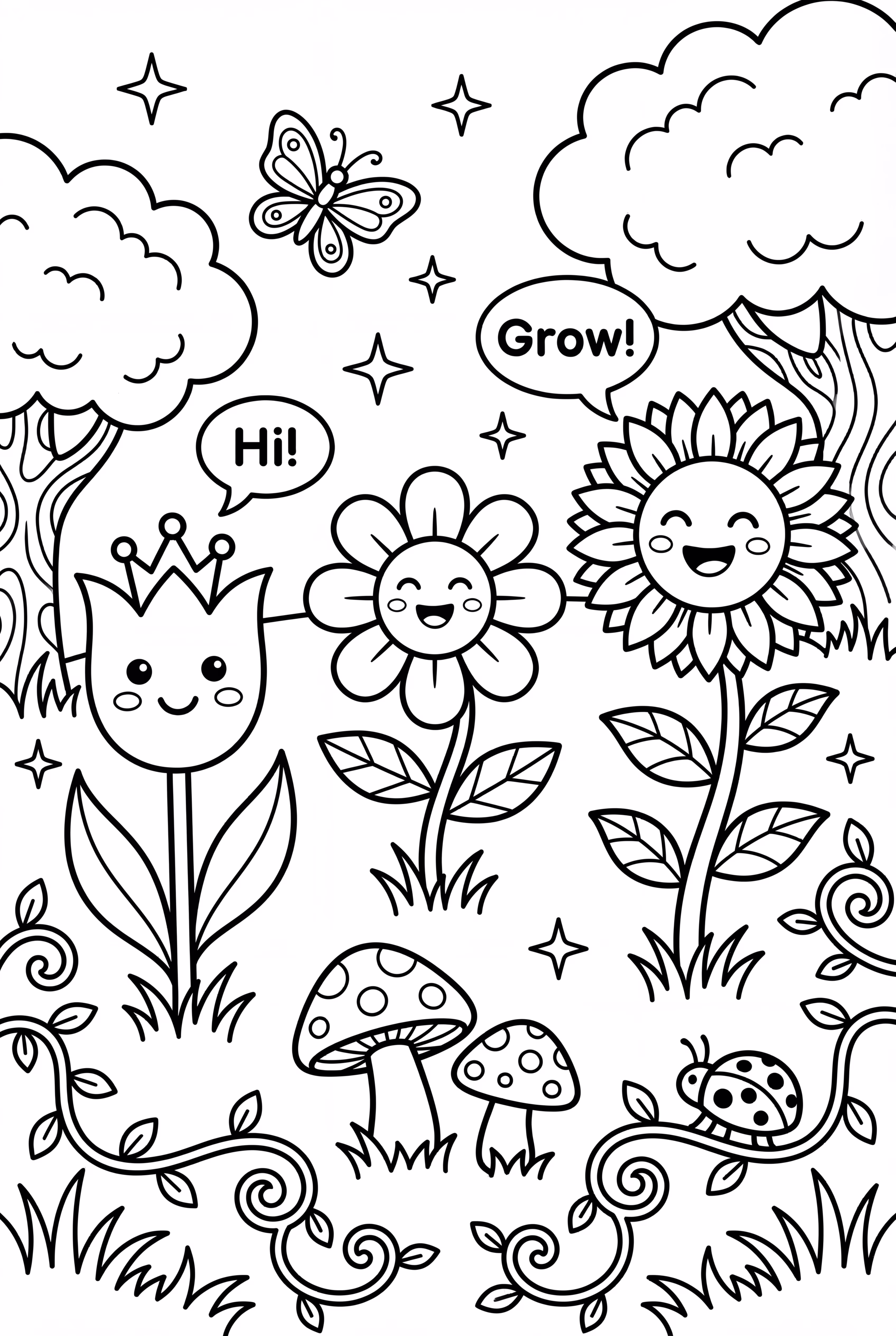 Verzauberte sprechende Blumen im Wald