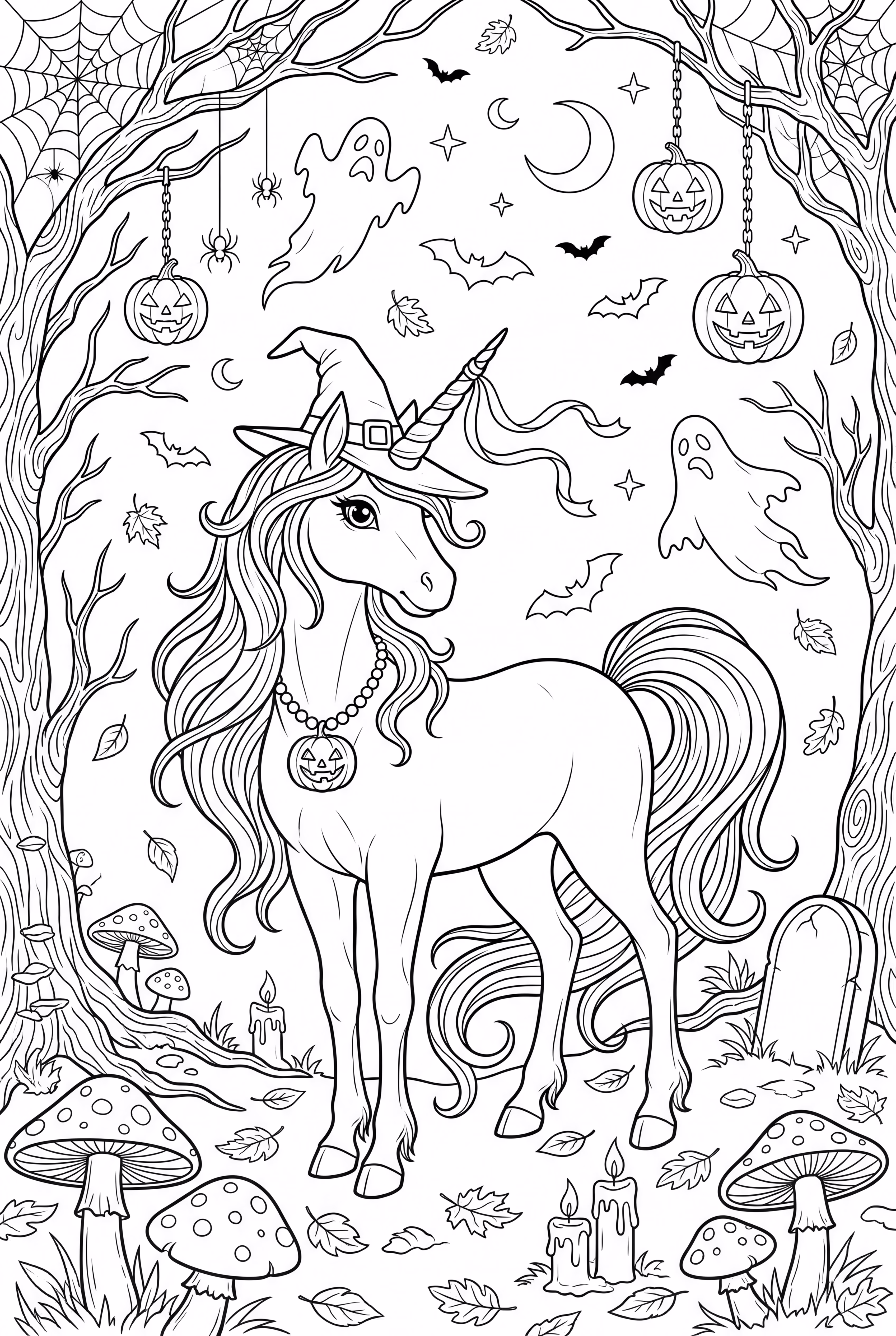 Enchanted Unicorn Halloween Forest