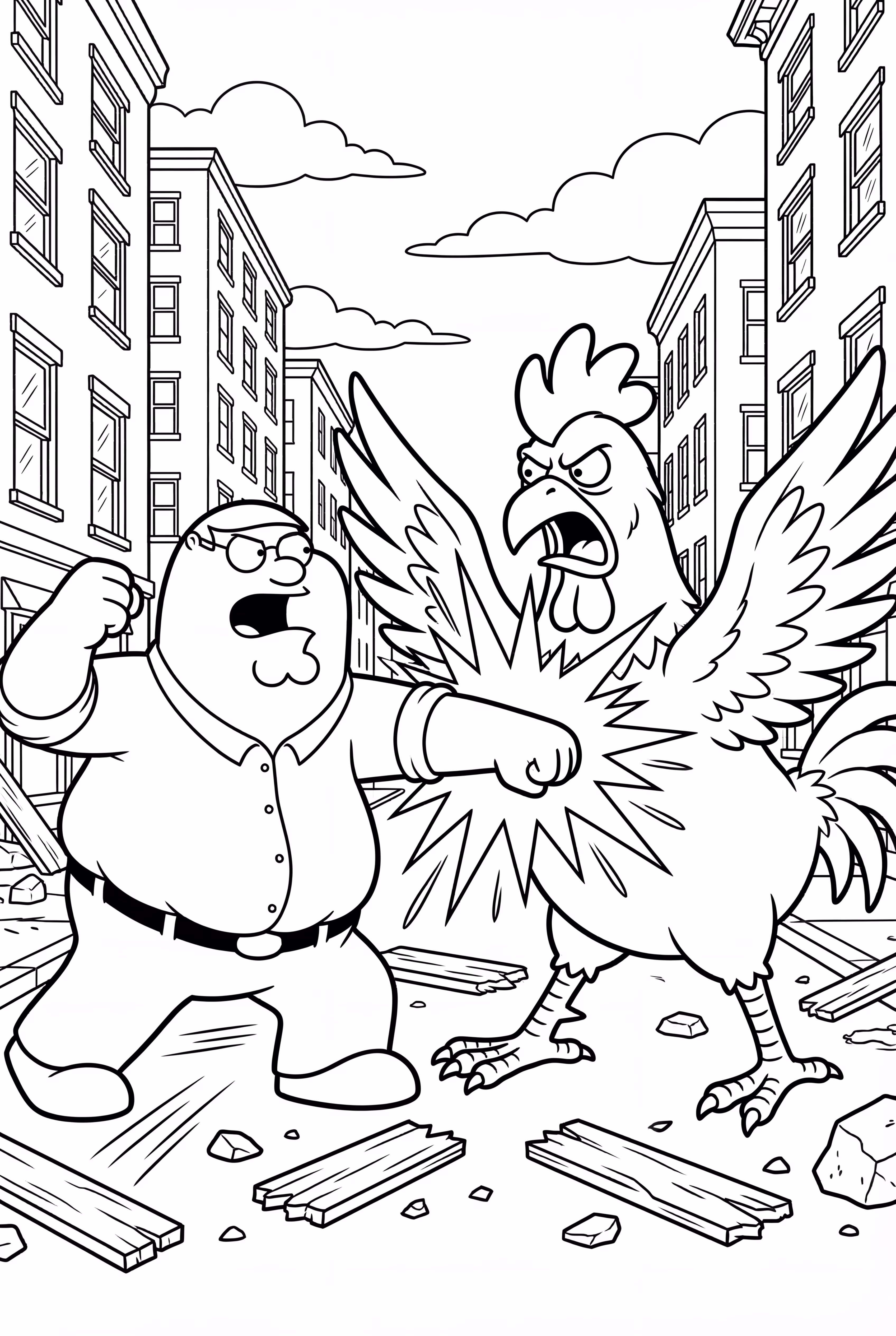 Family Guy Peter Fights the Giant Chicken
