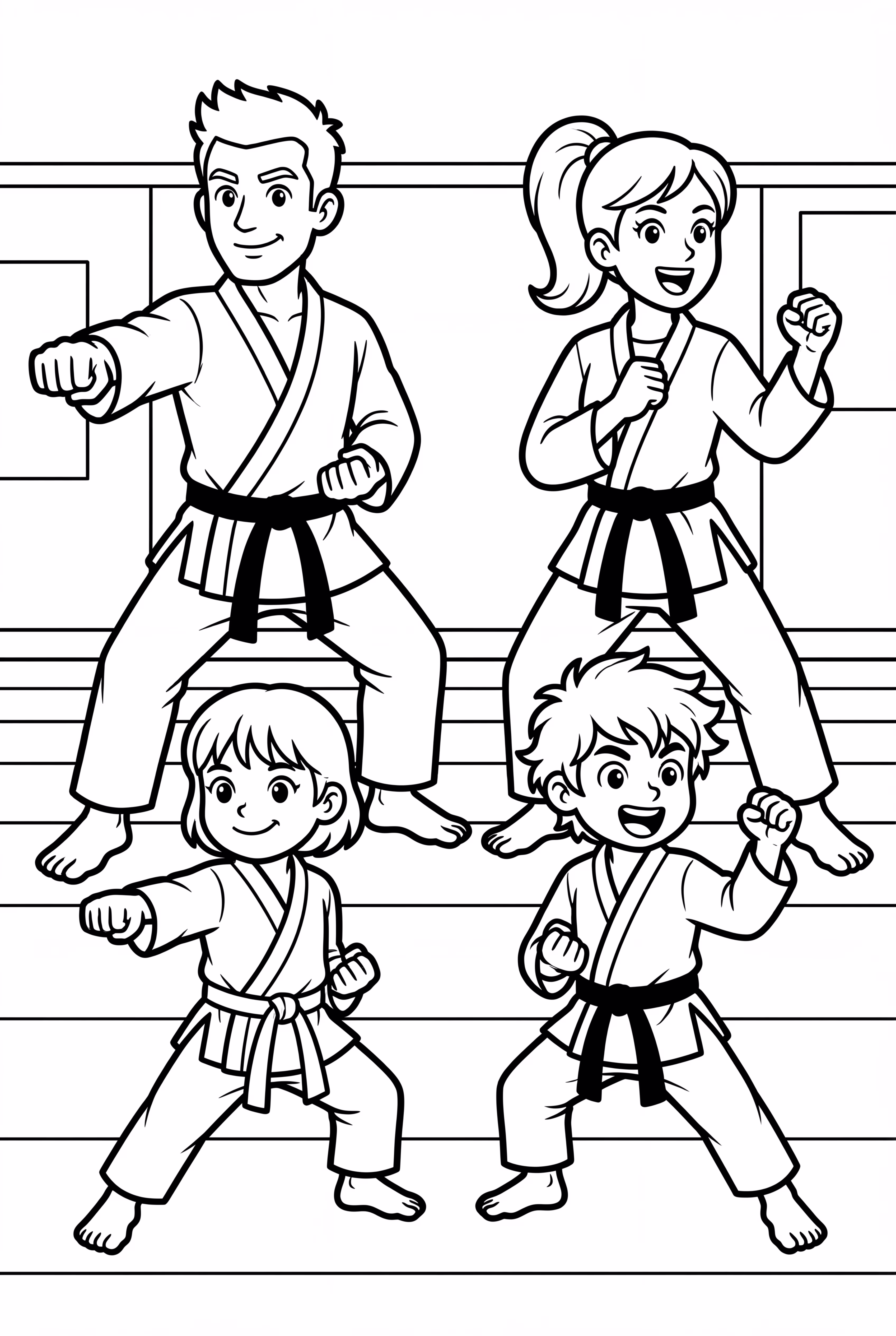 Family Practicing Karate Together