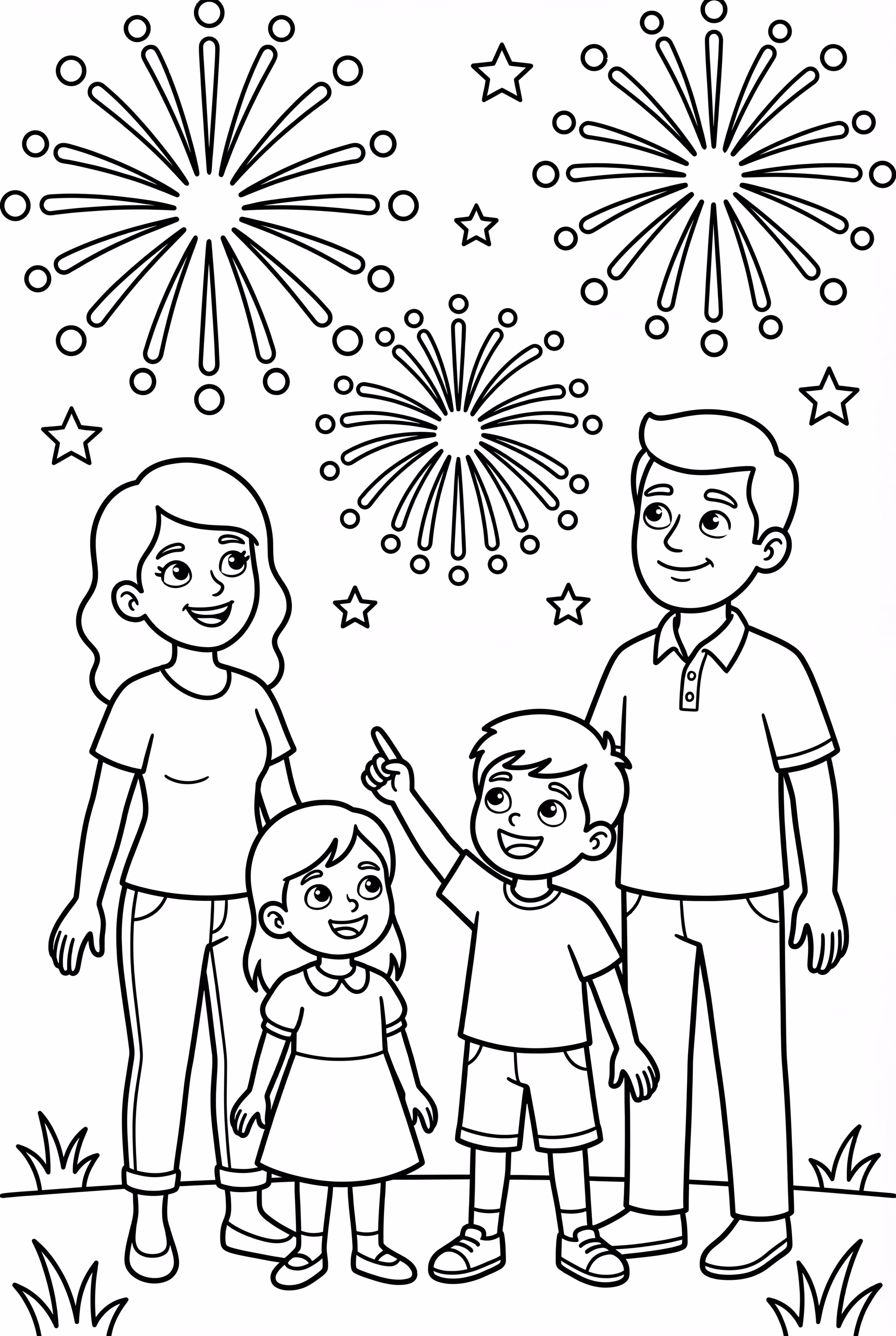 家族で花火鑑賞