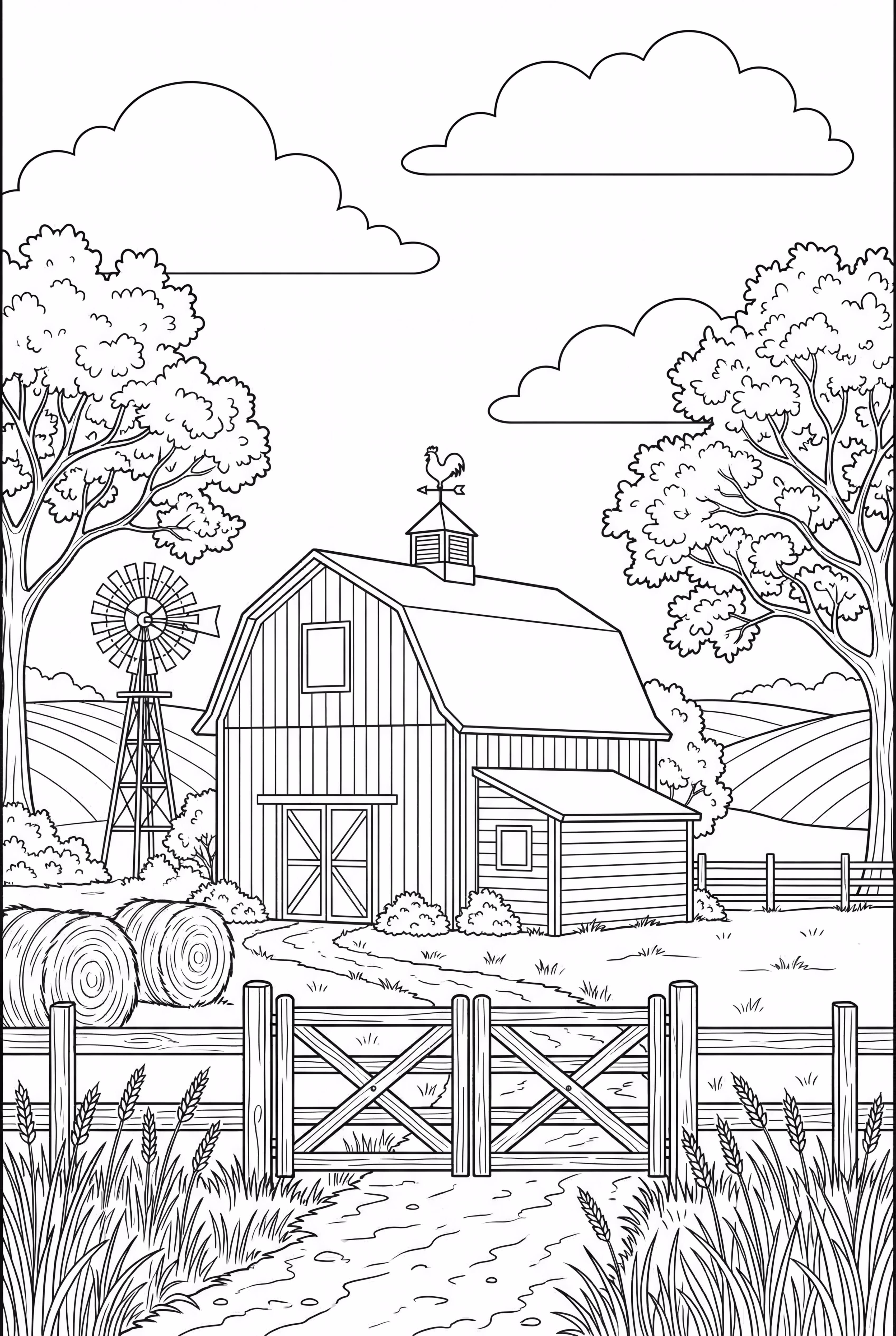 Farm Scene with a Red Barn